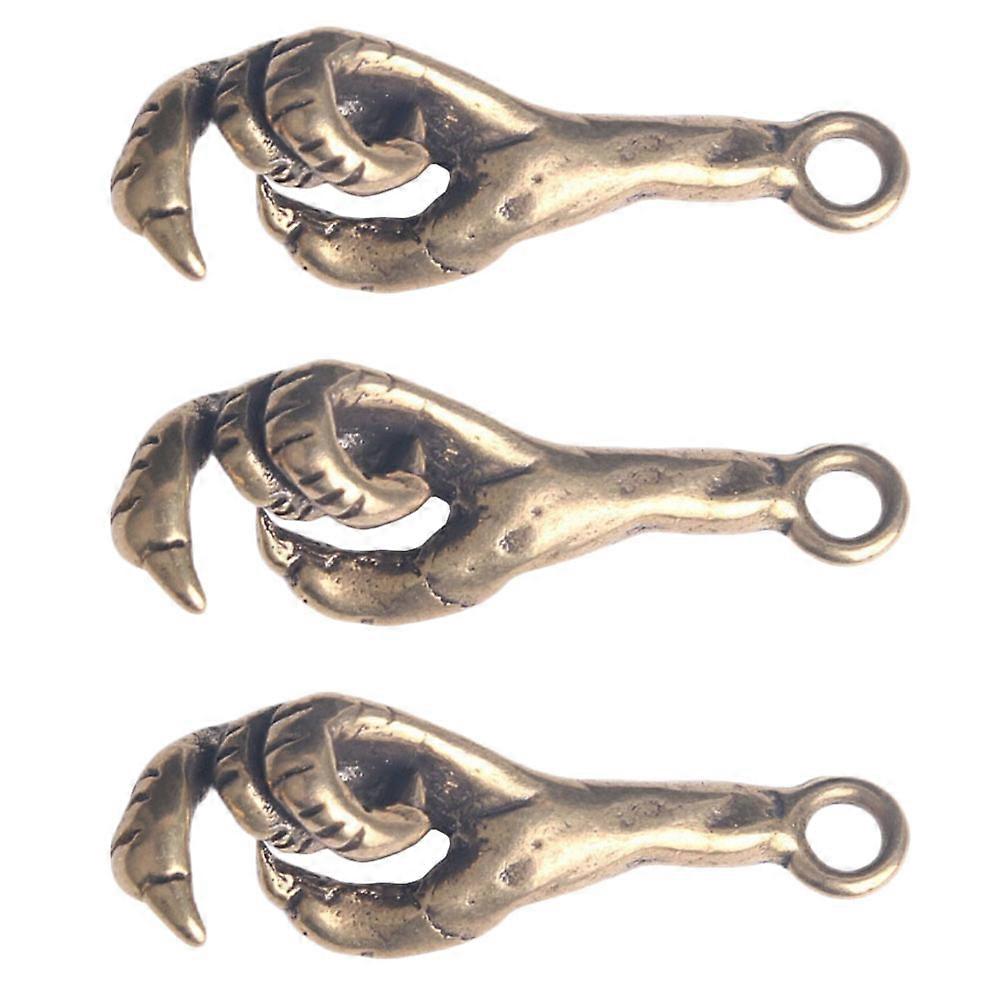 Golden Brass Keychain Pendants for Decor Durable Retro Style 3PCS