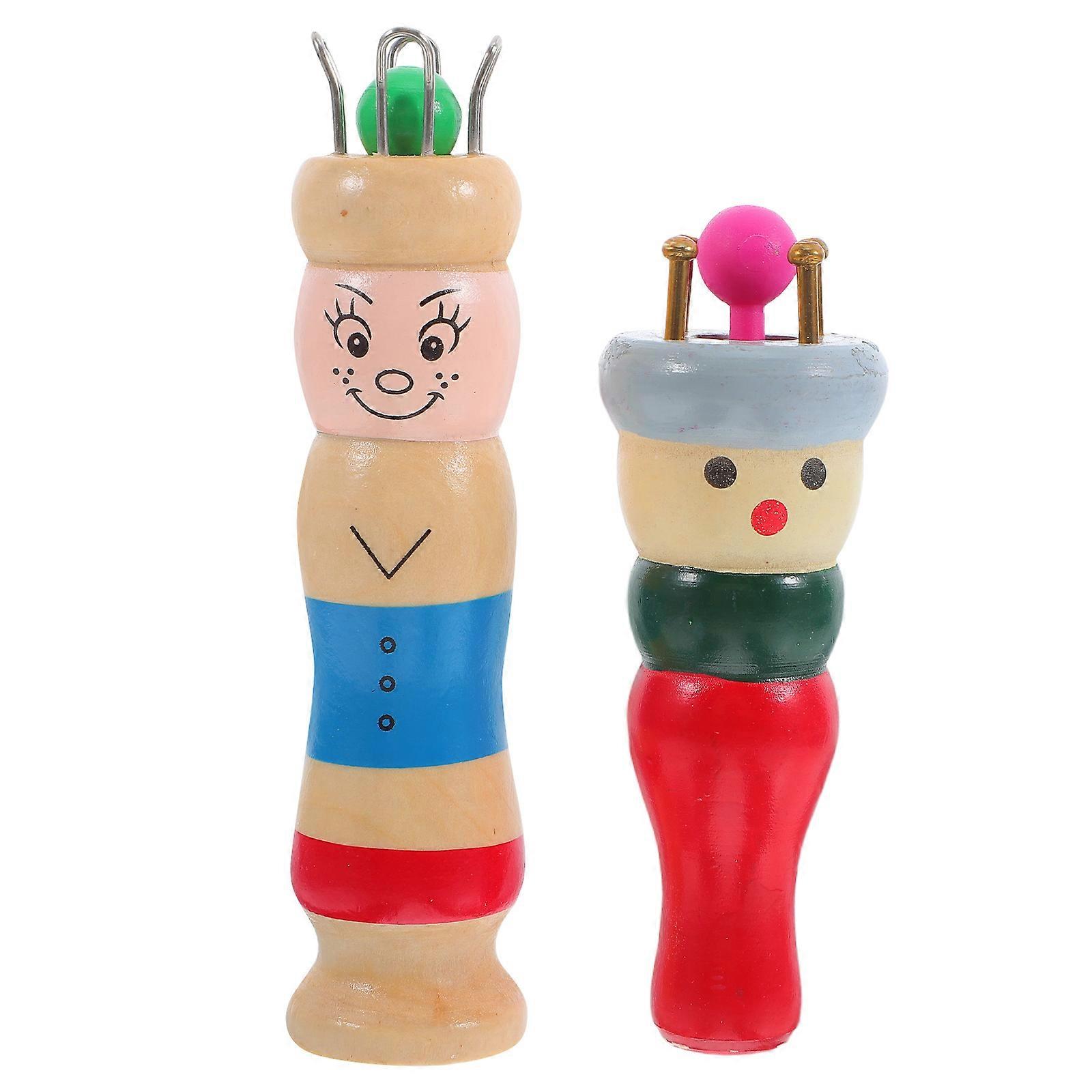 Yarn Knitting Tool Wooden Knitting Doll Experienced DIY Activities White 9.00X3.30X3.30cm String Weaving 2Set