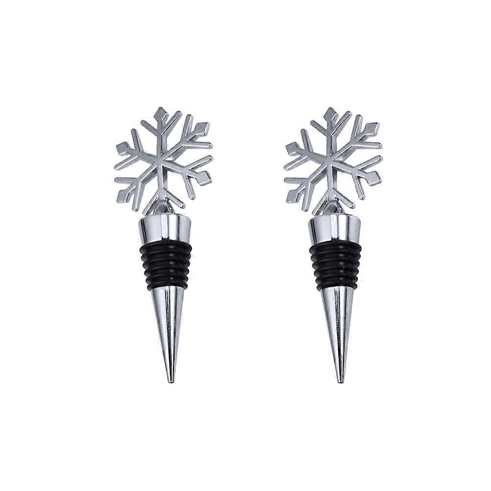 Vacuum Keeping Stopper Snowflake Bottle Stopper Zinc Alloy for Weddings Slow Silver 2Pcs