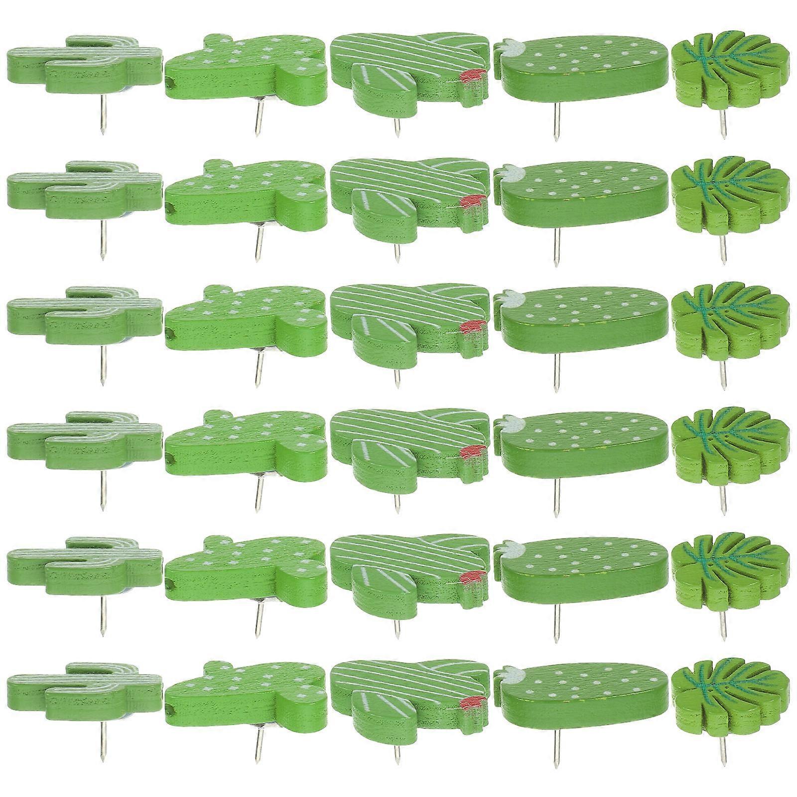 Decorative Pushpins Cactus Push Pin Cork Board Accessories Map Marker Photo Wall Decoration Wood 30Pcs
