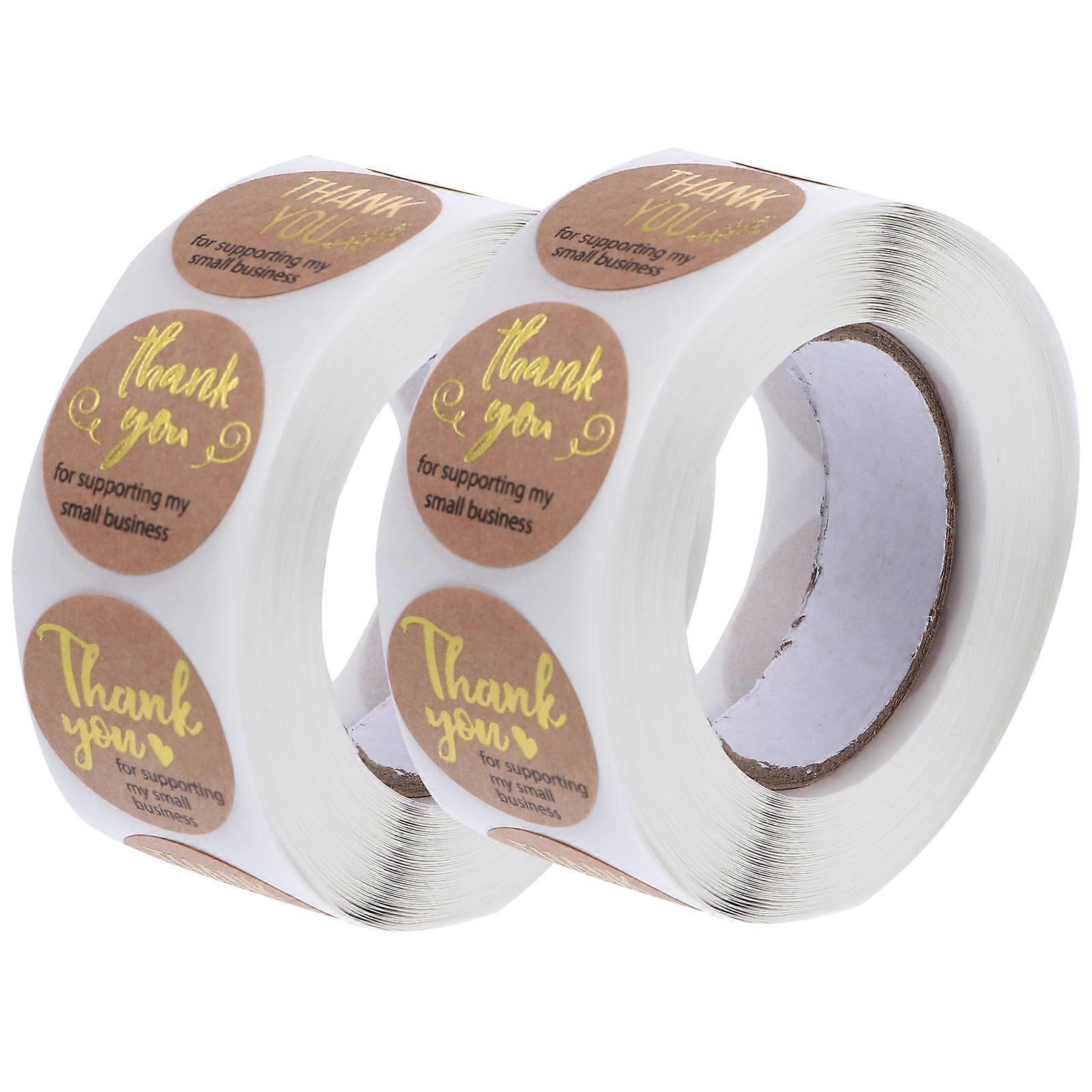 Thank You Label Stickers Round Self-Adhesive Sealing Decorative Brown 2 Rolls 2.5x2.5cm Paper