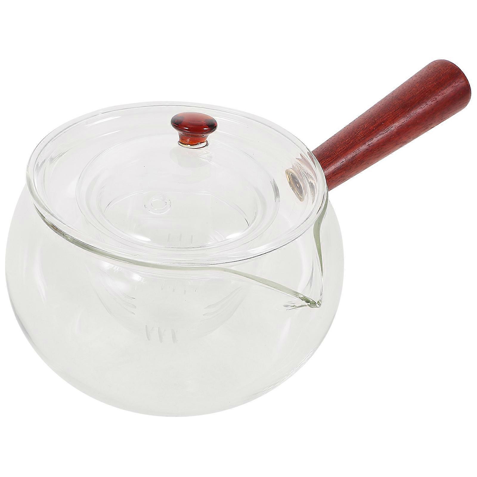 Glass Tea Pot Wood Teapot Home Use 300ml Cold Resistant 1Pcs