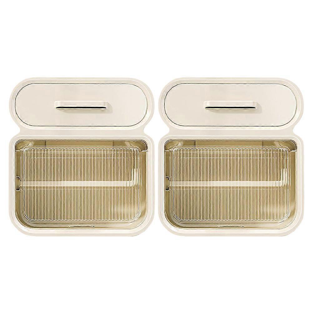 Bathroom Tissue Holder Wall Mounted Waterproof Rectangular 2Pcs