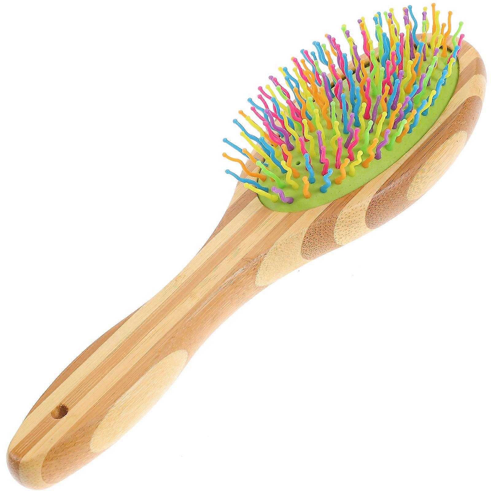 Pet Detangler Colorful Rainbow Pet Cleaning Comb Bending Wave Pin Tangle Elimination Multi-Color Rainbow 23.2*6.7Cm 1Pack