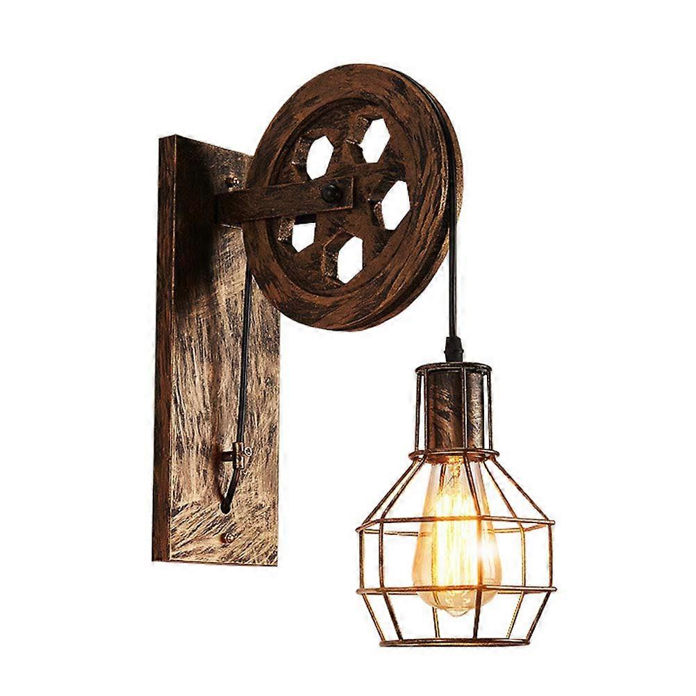 Decorative Wall Lights Rustic Wall Light Pulley Shape Saving For Living Room 1Pcs
