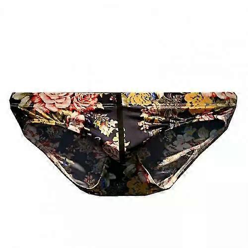 80% Ping!!Soutong Low Waist Men Underpants Super Thin Nylon Flower Printed Classics Briefs For Sleep