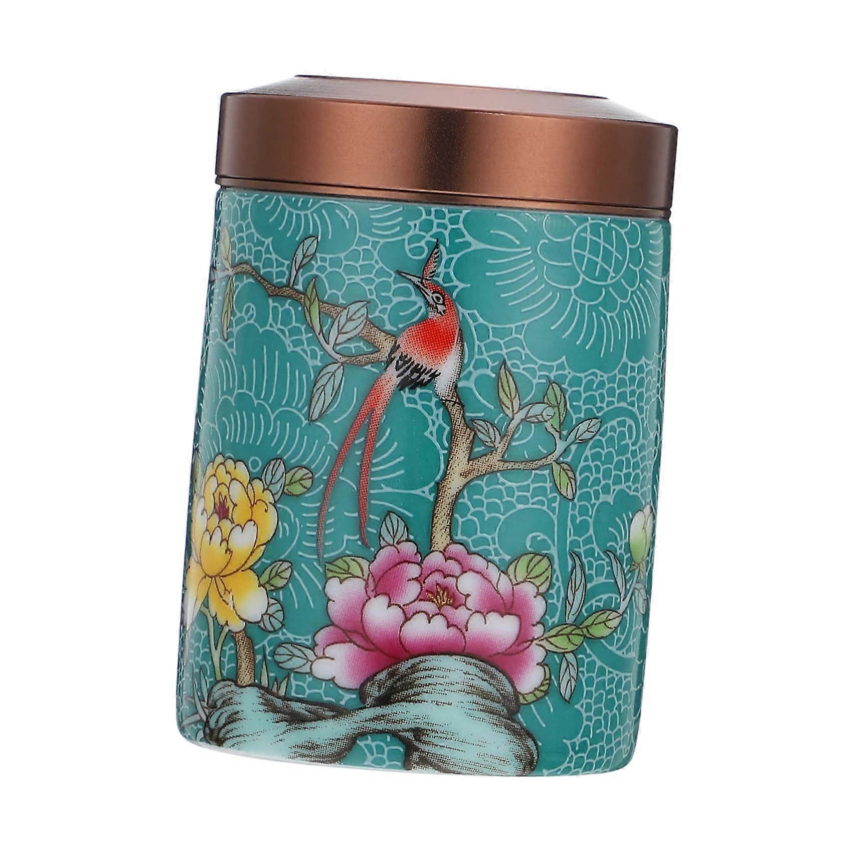 Ceramic Tea Storage Canister with Metal Lid Moisture-Proof for Tea, Candy, and Snacks - Elegant Home Decor