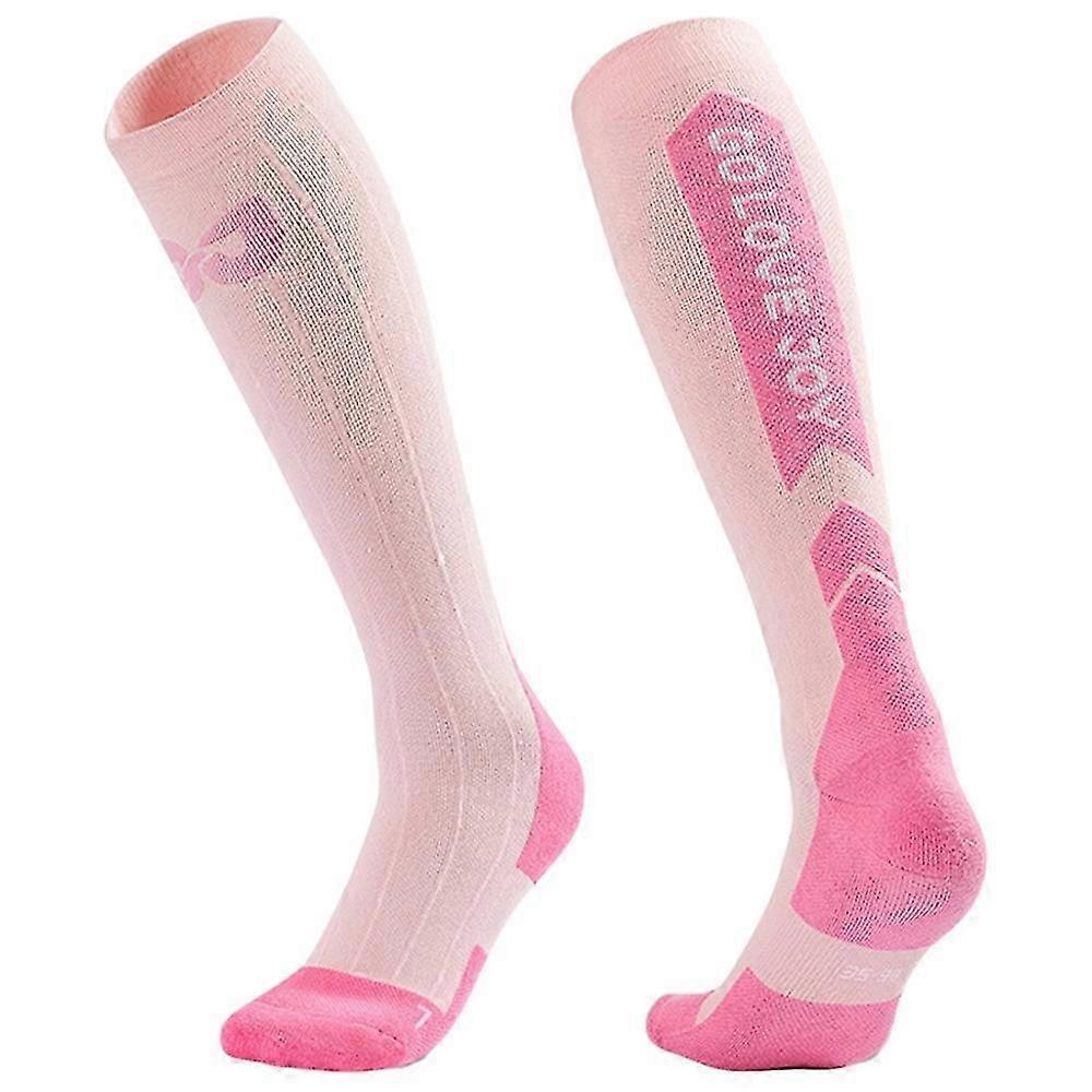 High Tube Compression Ski Socks for Sports in Pink - Suitable for Size 3