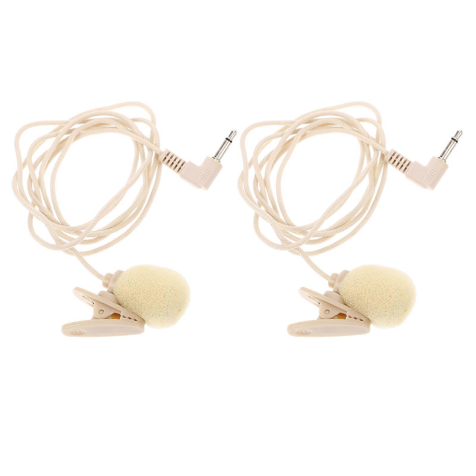 Microphone Lapel Small Microphone For Phone Meeting Interview Recording Mic Beige 2Pcs