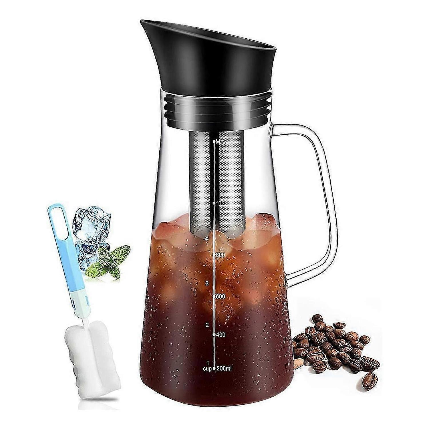 Cold Brew Coffee Maker, Iced Coffee Maker Machine, Cold Brew Tea Pitcher Durable Glass and Airtight
