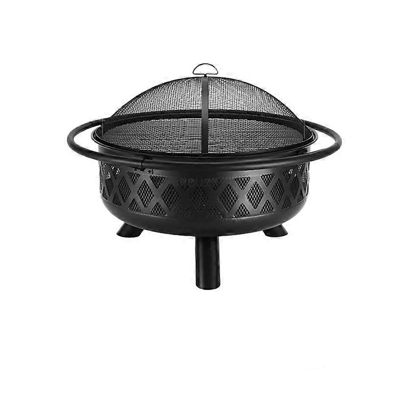 Fire Bowl Iron Fire Pit Outdoor Heating, Grill And Charcoal Brazier With Removable Grill For Camping