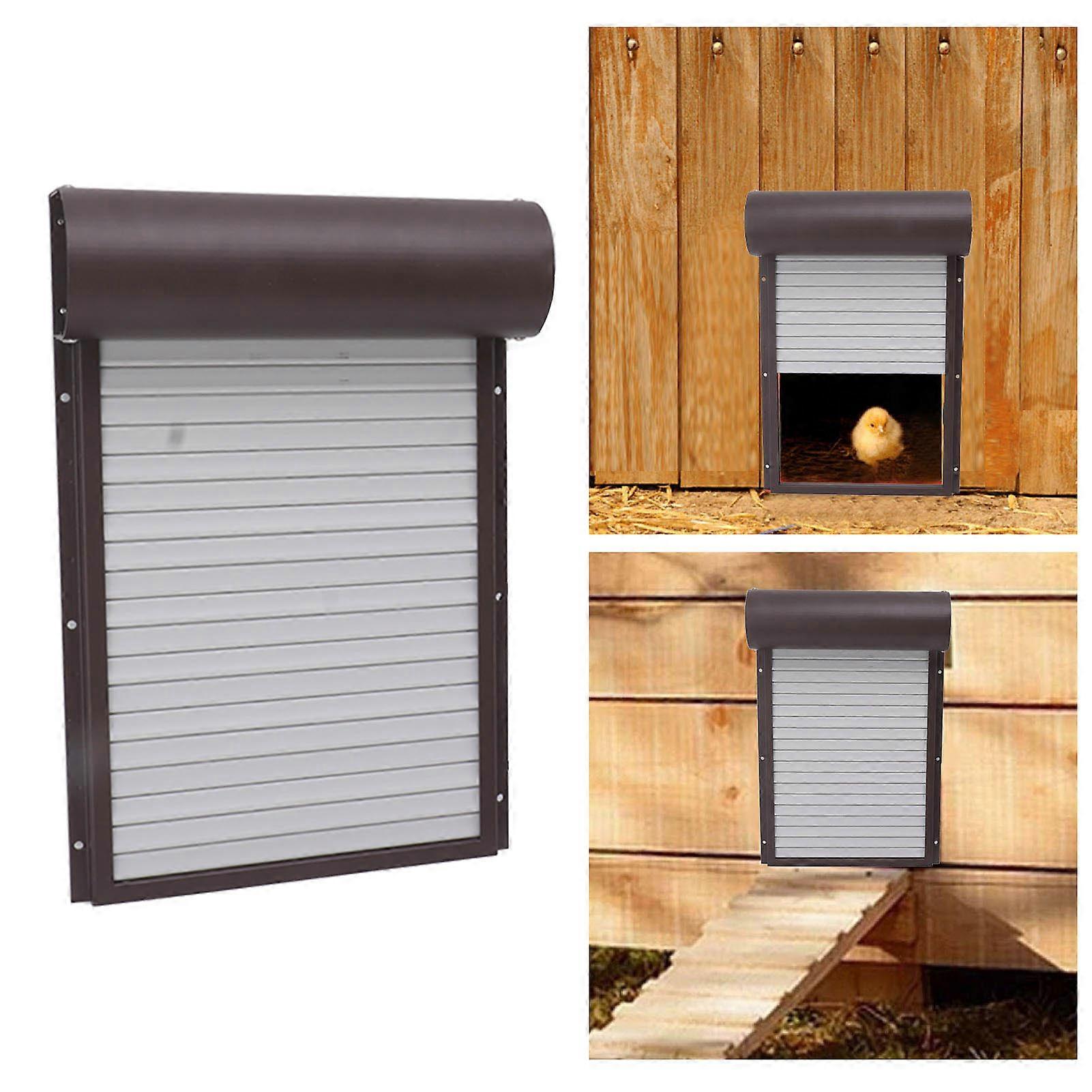 Solar Powered Automatic Chicken Coop Door Auto Chicken Door Opener with Light Sensor Timer Remote Control Brown 