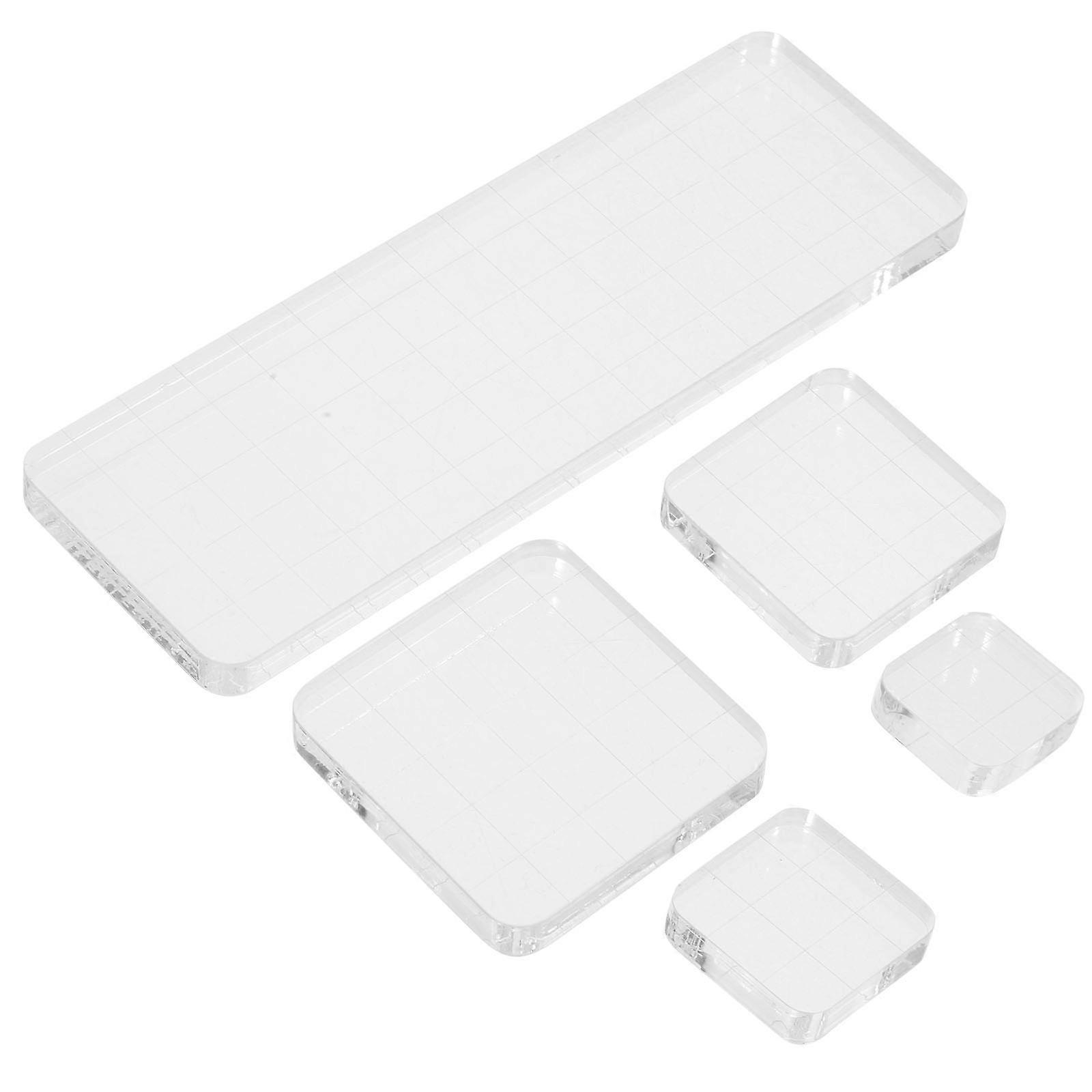 Stamp Accessory Stamping Plates Diy Enthusiasts Notebooks 5Set Acrylic Square 3.8x3.8cm Diy Tool