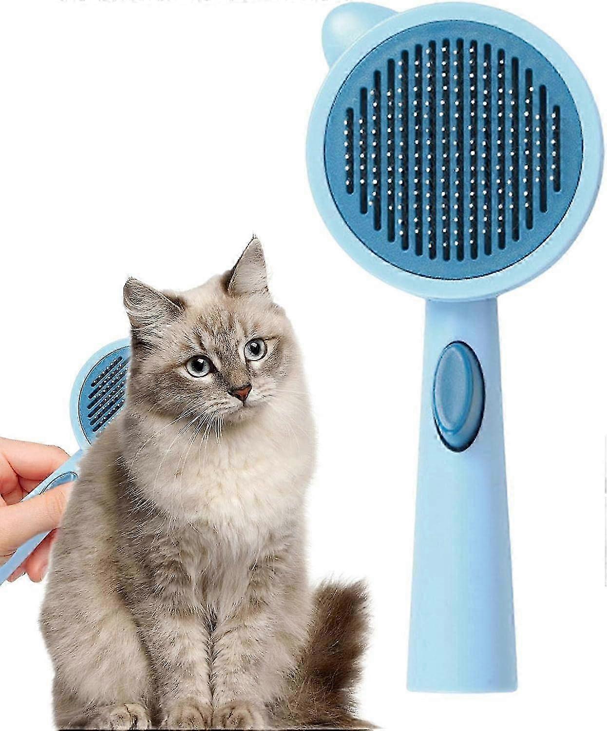 Pet Comb with Fine Teeth Brush for Shedding, Cleaning Button Tool for Cats and Dogs with Short or Long Hair
