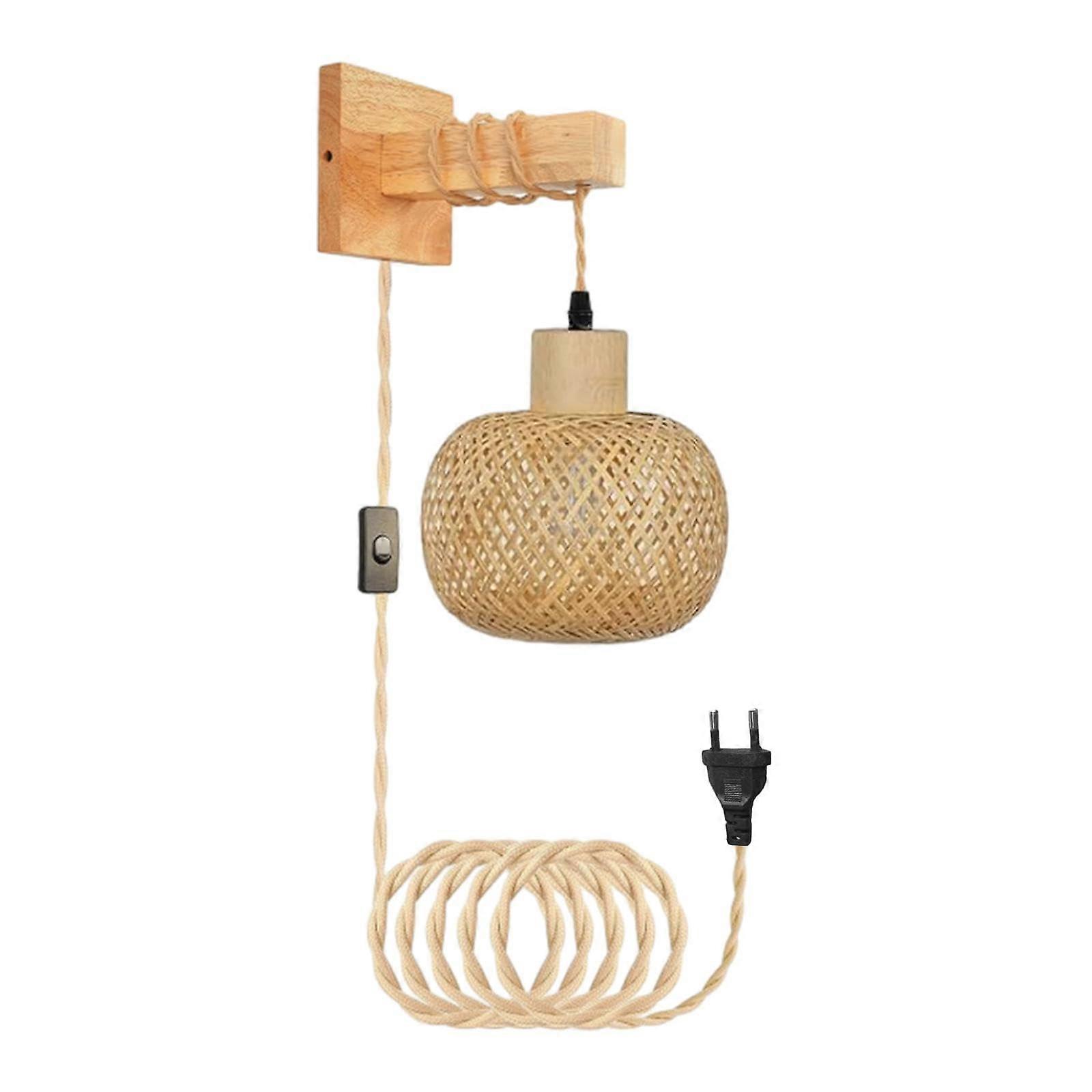 Bamboo Wall Light, Bamboo Bedside Wall Lamp, Pendant Light, Bathroom Vanity Wall Light for Balcony, Bedroom, Hallway