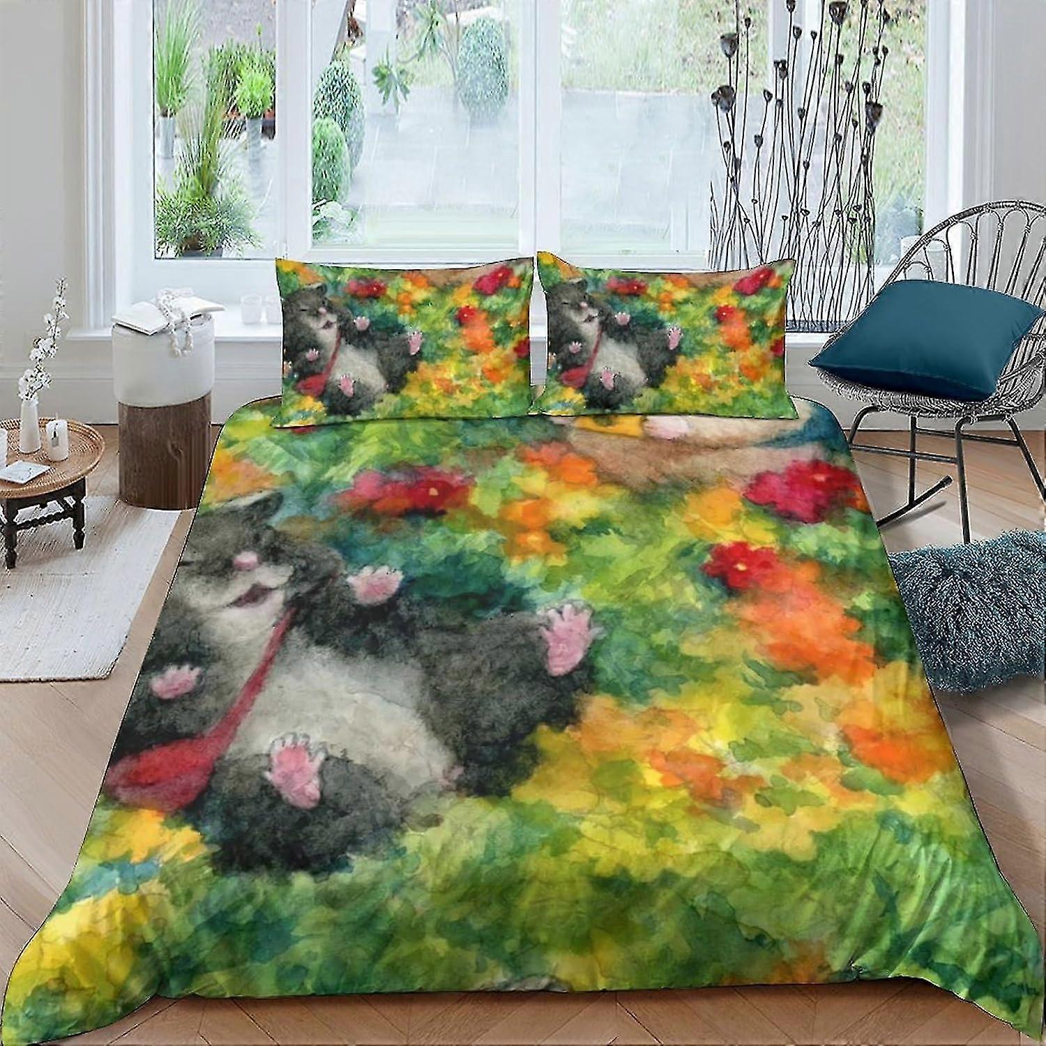 Lightweight Microfiber Cartoon Bedding Set with 3D Design Pattern Duvet Cover & Pillowcases