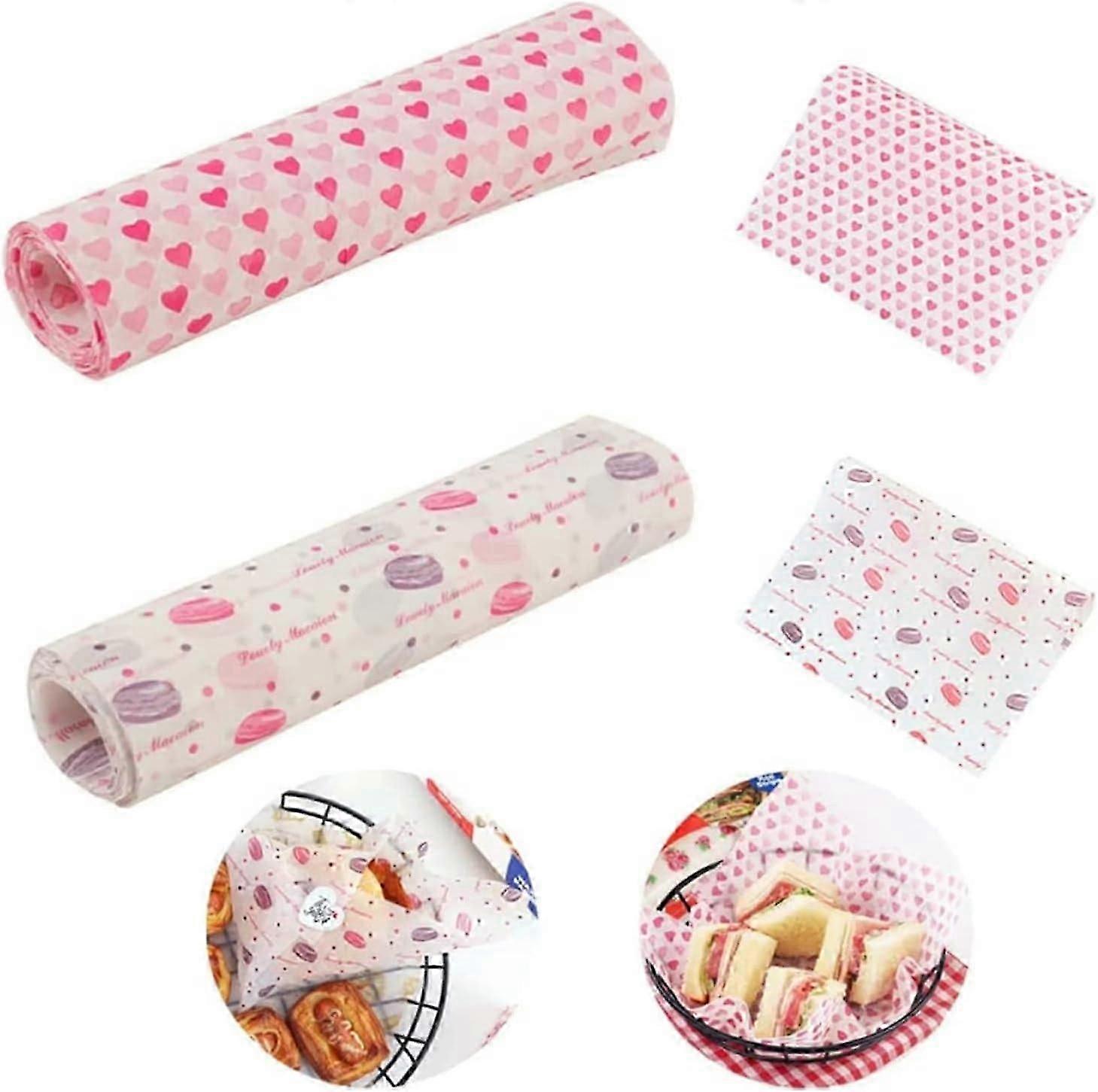 100 Sheets Wax Paper Food Wrapping Paper Baking Wrapping Pape Cake Wrappers Greaseproof Paper Waterproof Food Wrapping Liners Tissue Gift Wrapping Pap