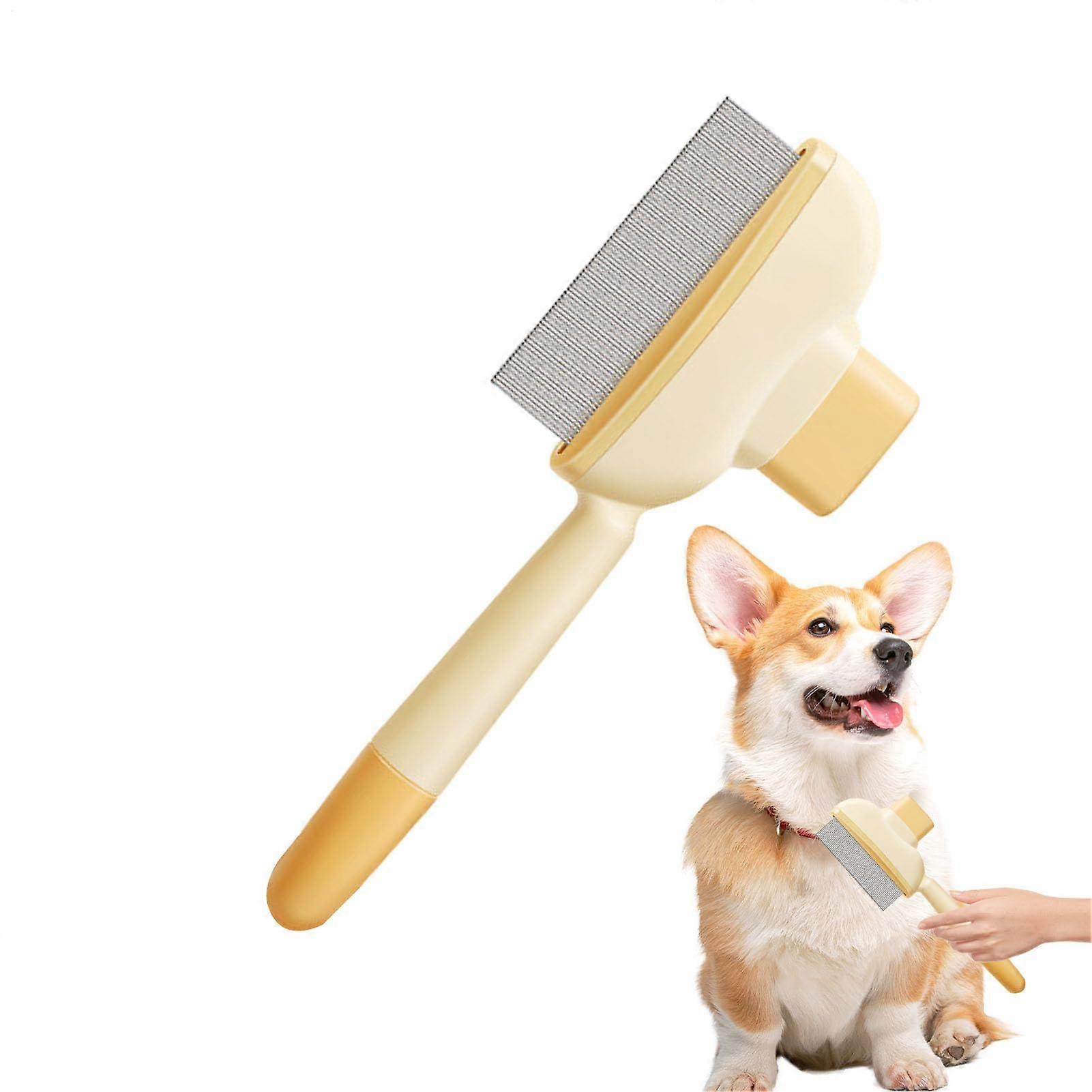 Pet Brush for Dogs and Puppies, Multi-Functional De-Shedding Tool, Gentle Coat Care for Removing Tangles and Undercoat, Yellow