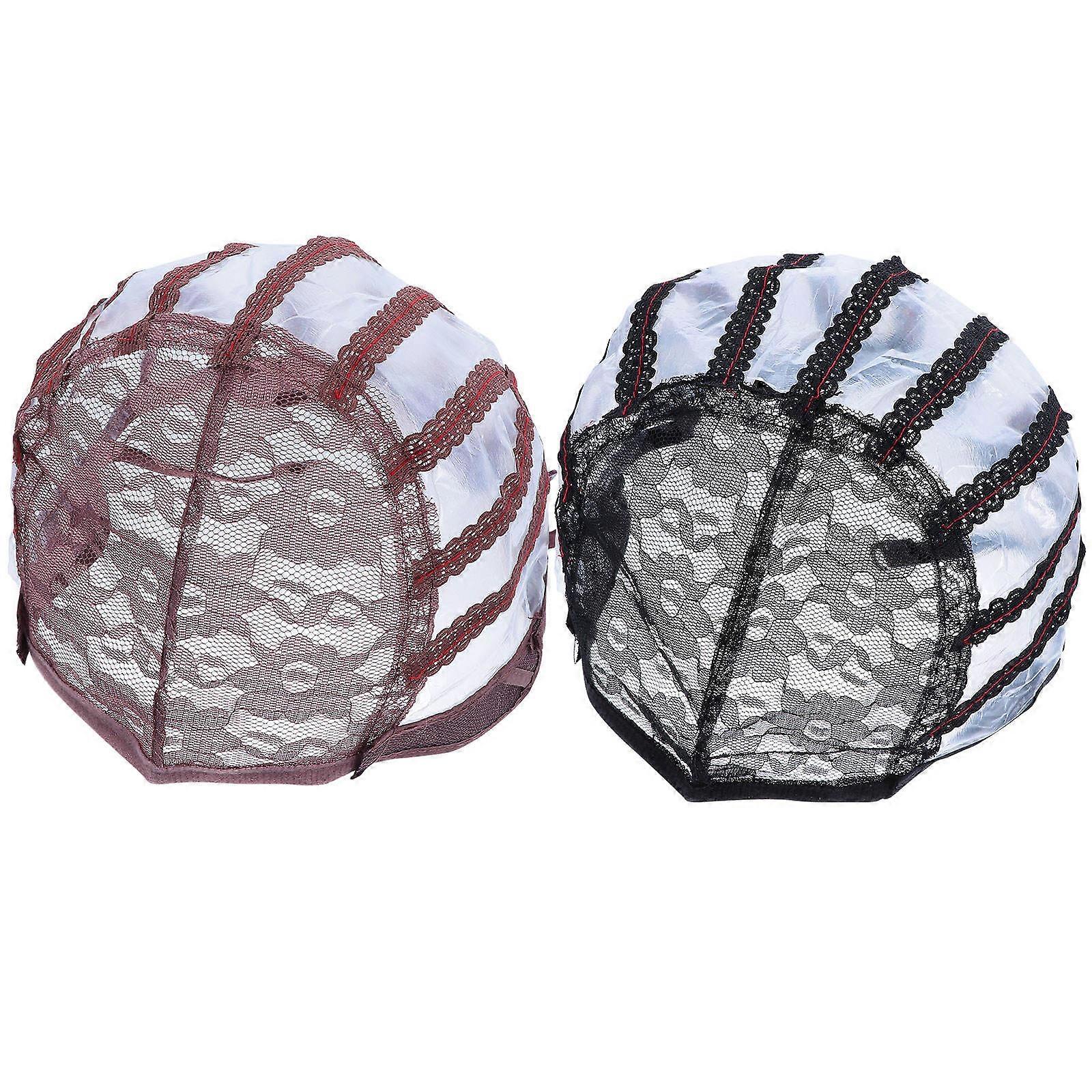 Ventilating Cap Wig Cap Hairdressing Accessories Dark Coffee 2Pcs