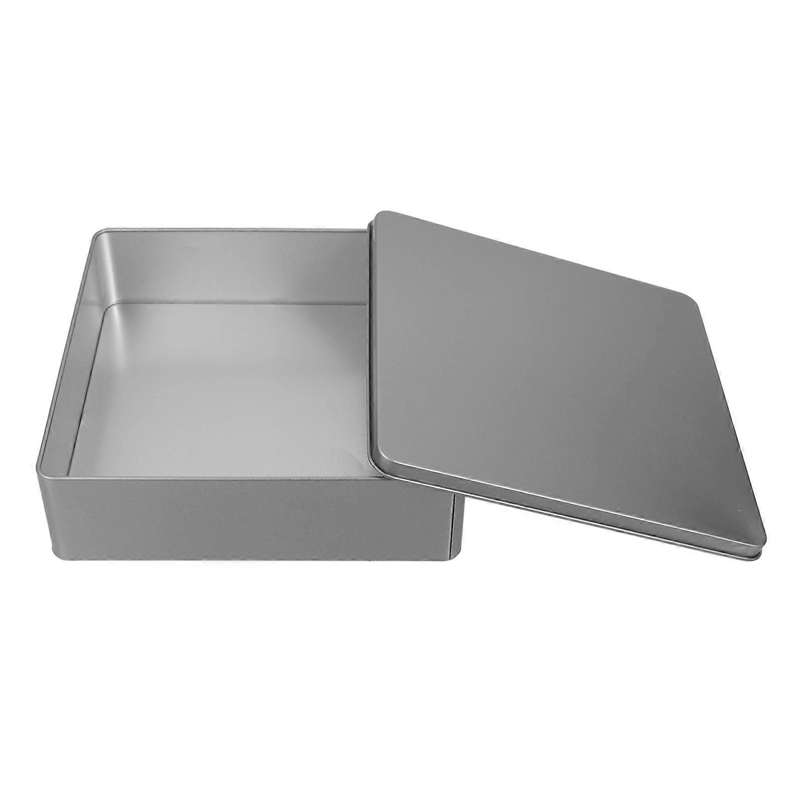 Decorative Tin Box Classic Decorative Square Tinplate Box for Small Crafts Festivals 20.00X20.00X5.50CM Silver 1Pcs