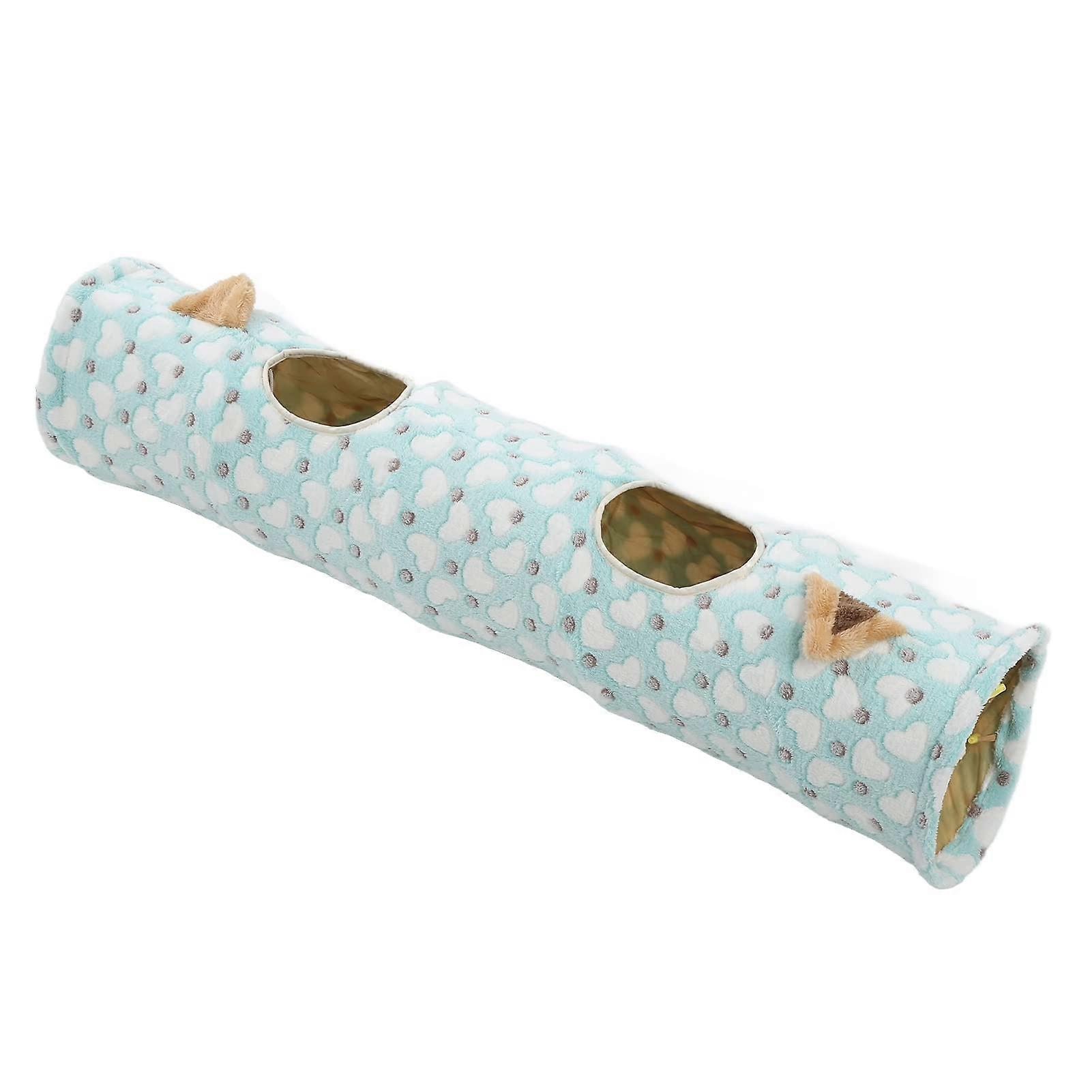 Foldable Cat Tunnel Plush Toy with Crinkle and Ball, Heart Ear Style for Kittens and Small Pets, Portable Cat Tube