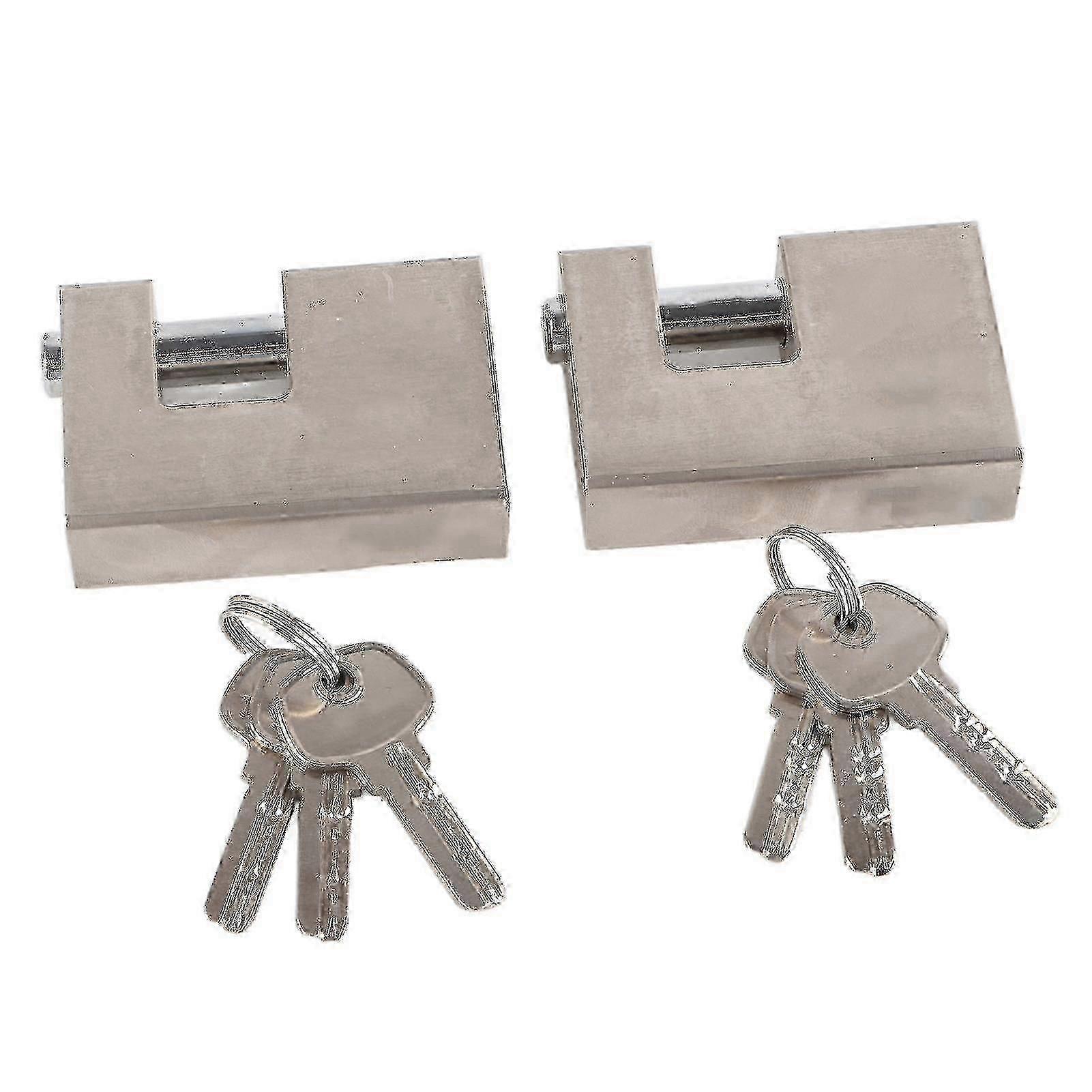 Heavy Duty Waterproof Rustproof Monoblock Padlock - Rectangle Shape - 2pcs with 6 Keys - Garage Door Protector Lock hwy