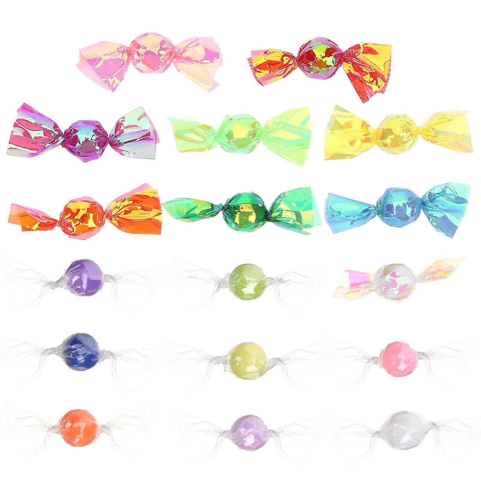 Clear Fillable Ornament Miniature Fake Sweets Home Decoration Transparent Paper Candy Colors 17Pcs