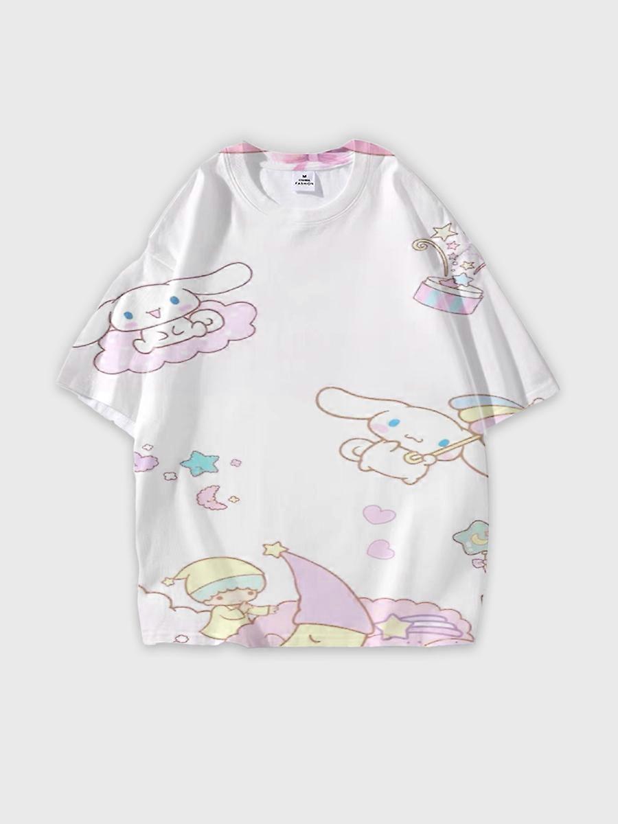 T-shirt round neck Pattern loose short sleeve JW1025