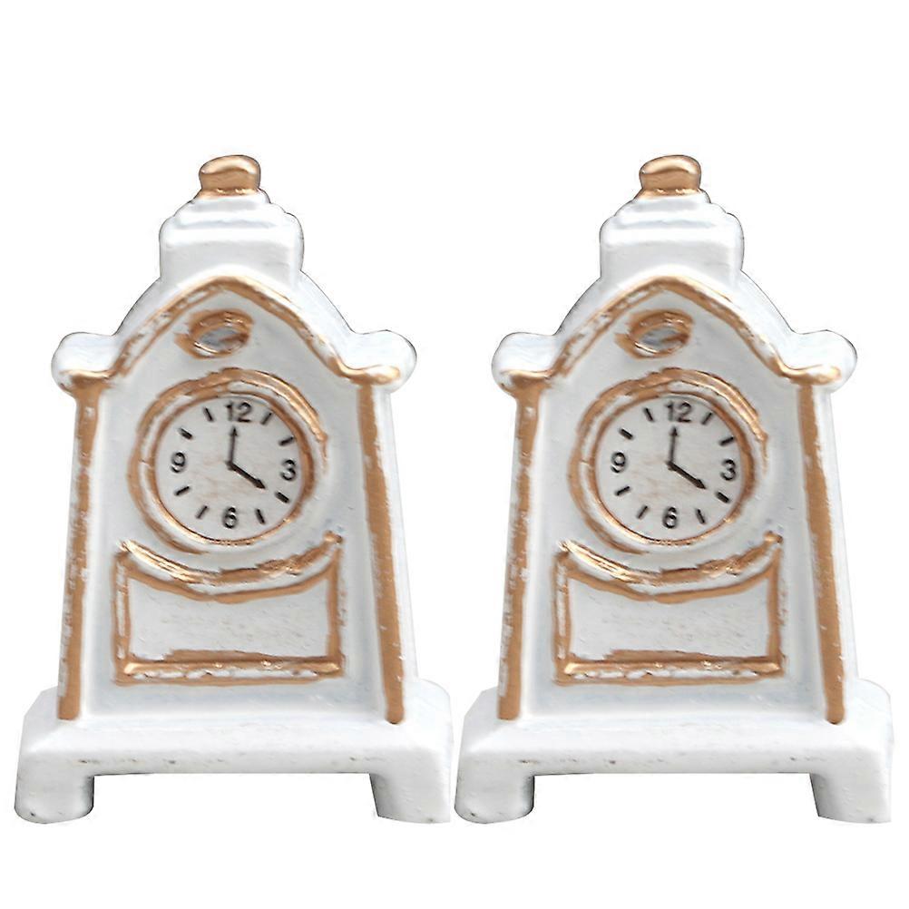Miniature Decor Classical Decorative Clock Rectangular Shape Alloy Material Home Decor 2Pcs