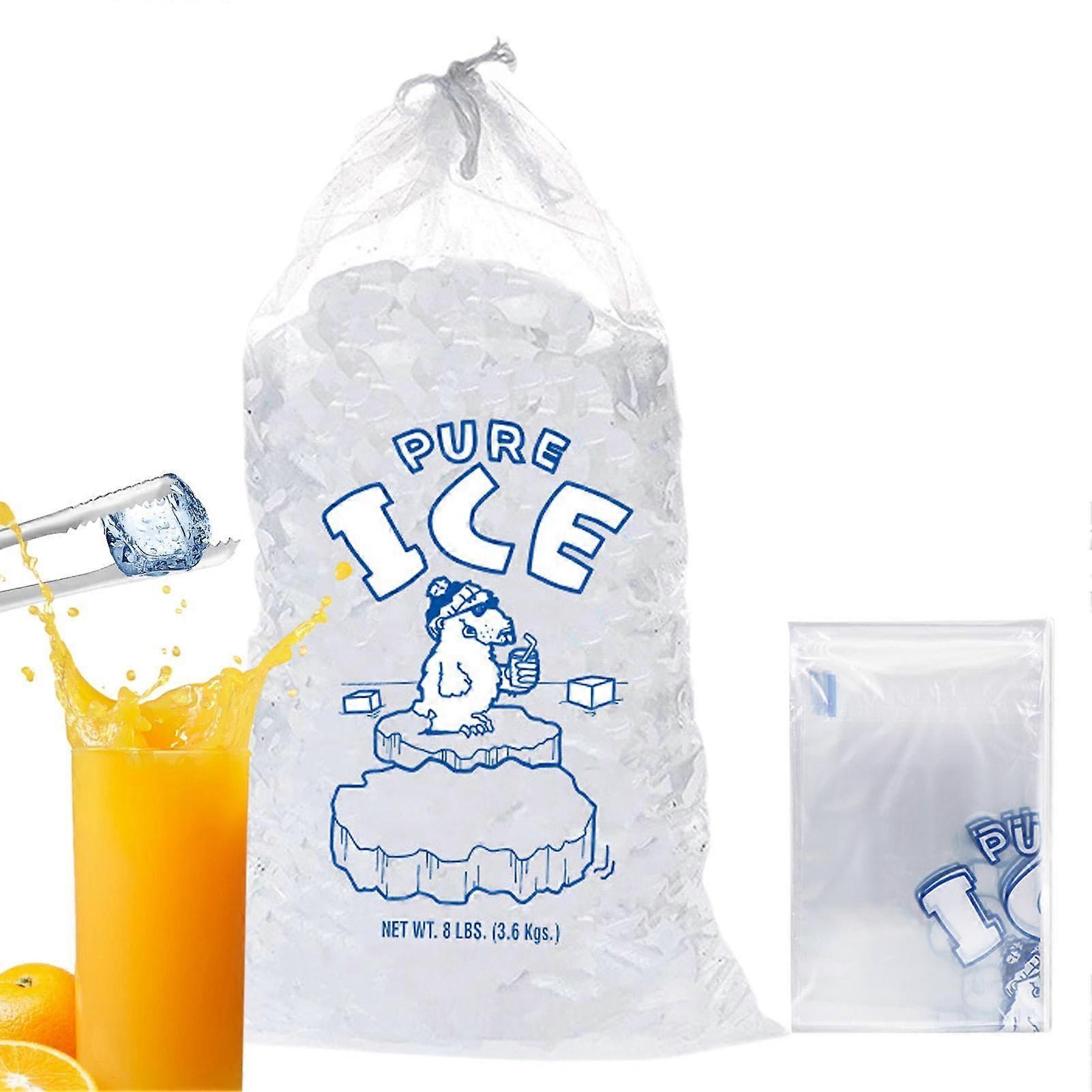 Ice Bags With Drawstring Pack Of 10 Storage Bags For Ice Cubes Ice Maker Bags Cold-Resistant Freezer Storage Up To 8-Lb