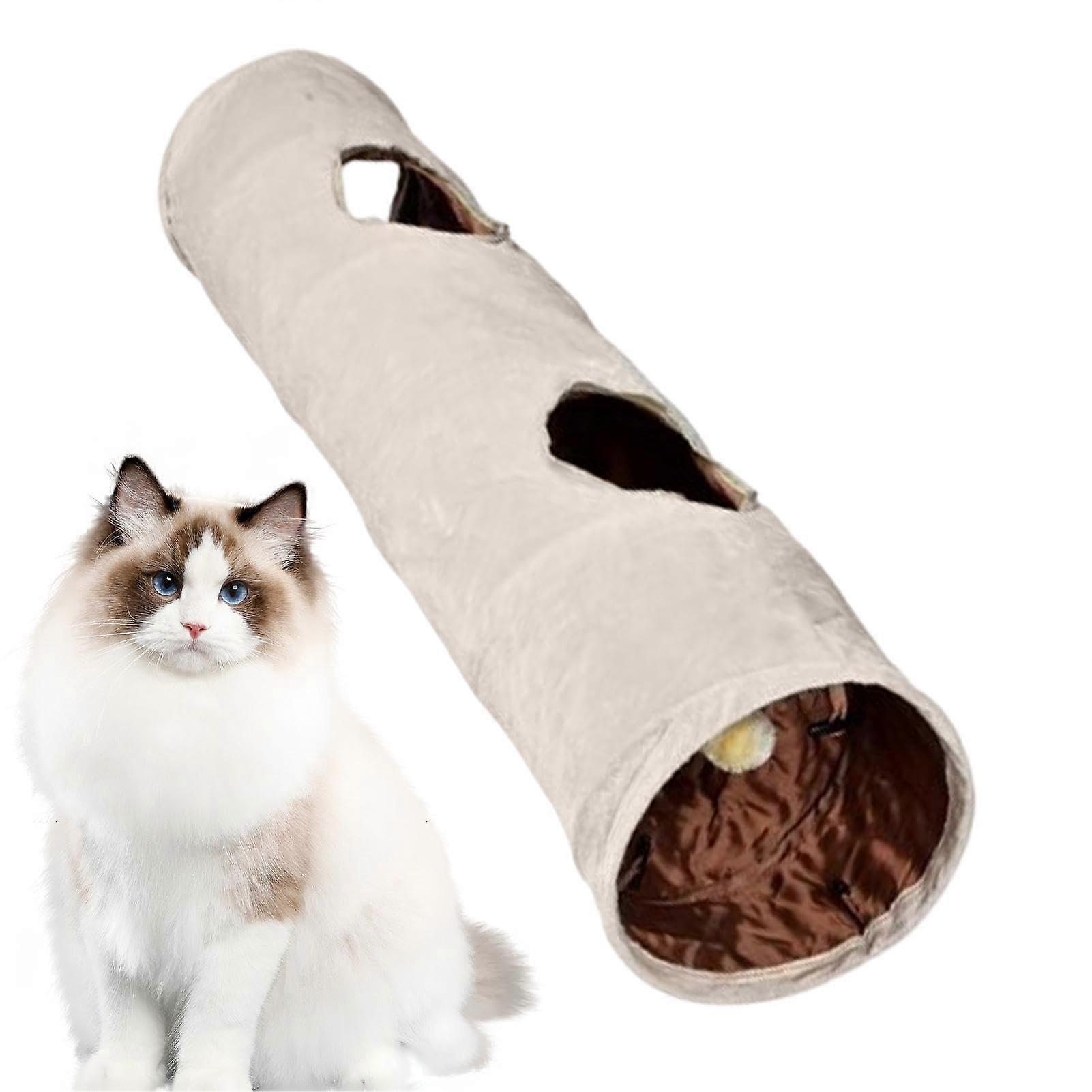 Cat Tunnel Straight - Oxford Cloth Space-Saving Tube Cave, Multifunctional Cat Tunnel Bed With Viewing Hole