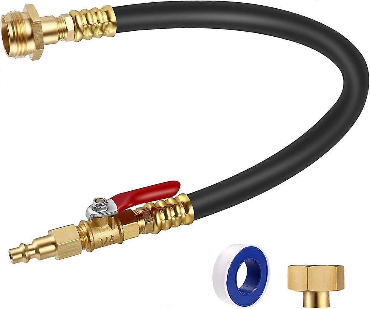 RV winterization kit, sprinkler blower adapter with shut-off valve, quick connect air compressor