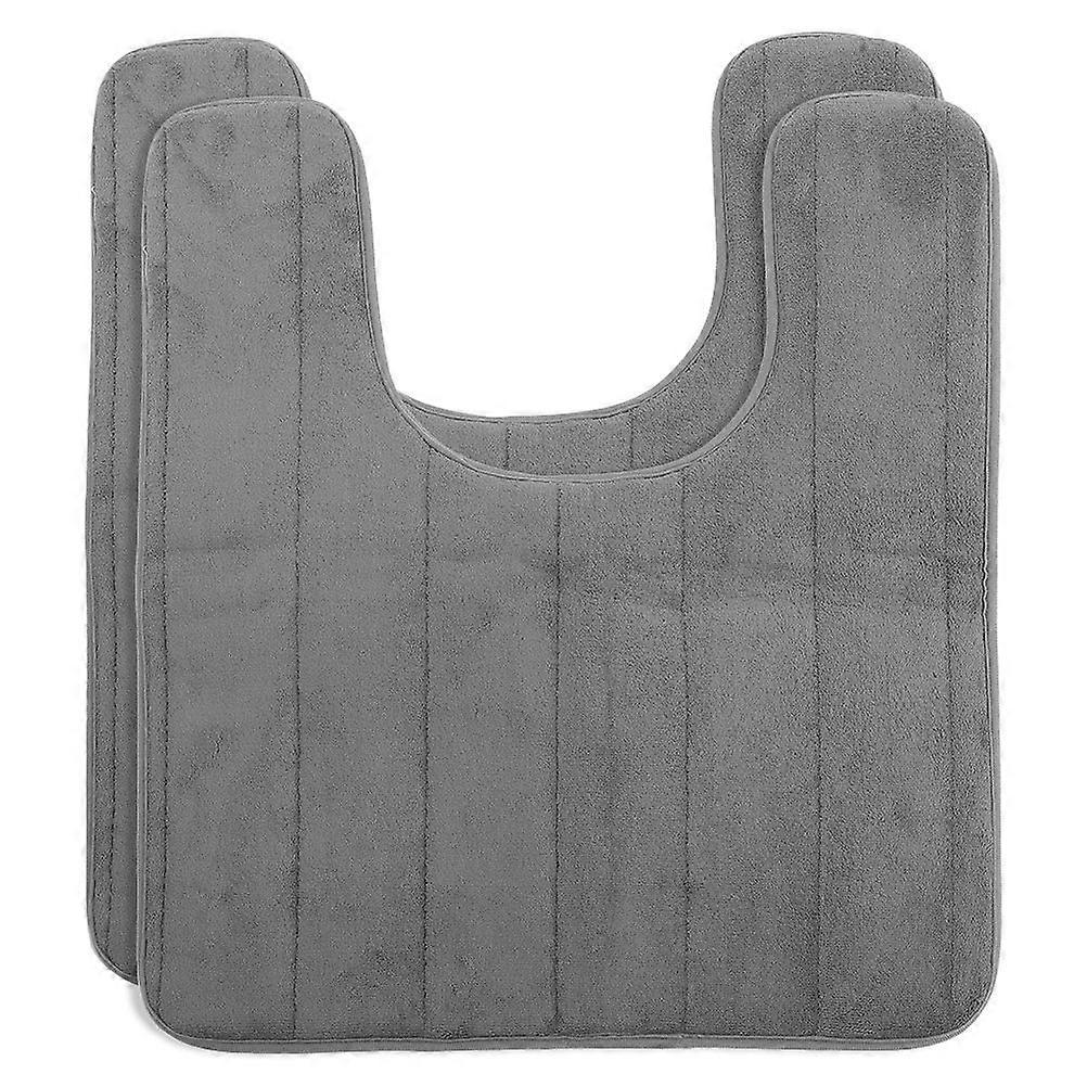 2pcs Toilettenraum Teppich absorbierendes Badezimmer Fußmatte Slow Rebound WC U-förmiges Kissen