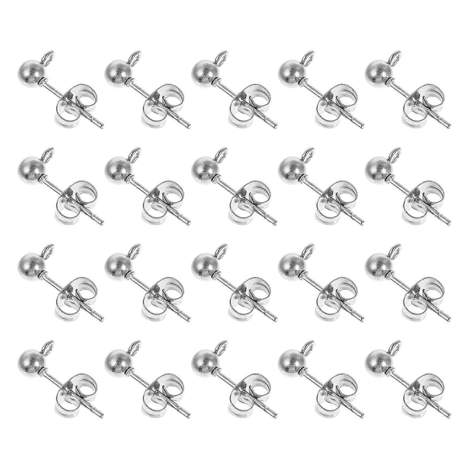 40PCS DIY Earrings Kit Smooth Decorative Ball Ear Studs for Handmade Jewelry Crafts, Allergy Free Accessories for Personalization & Gifting