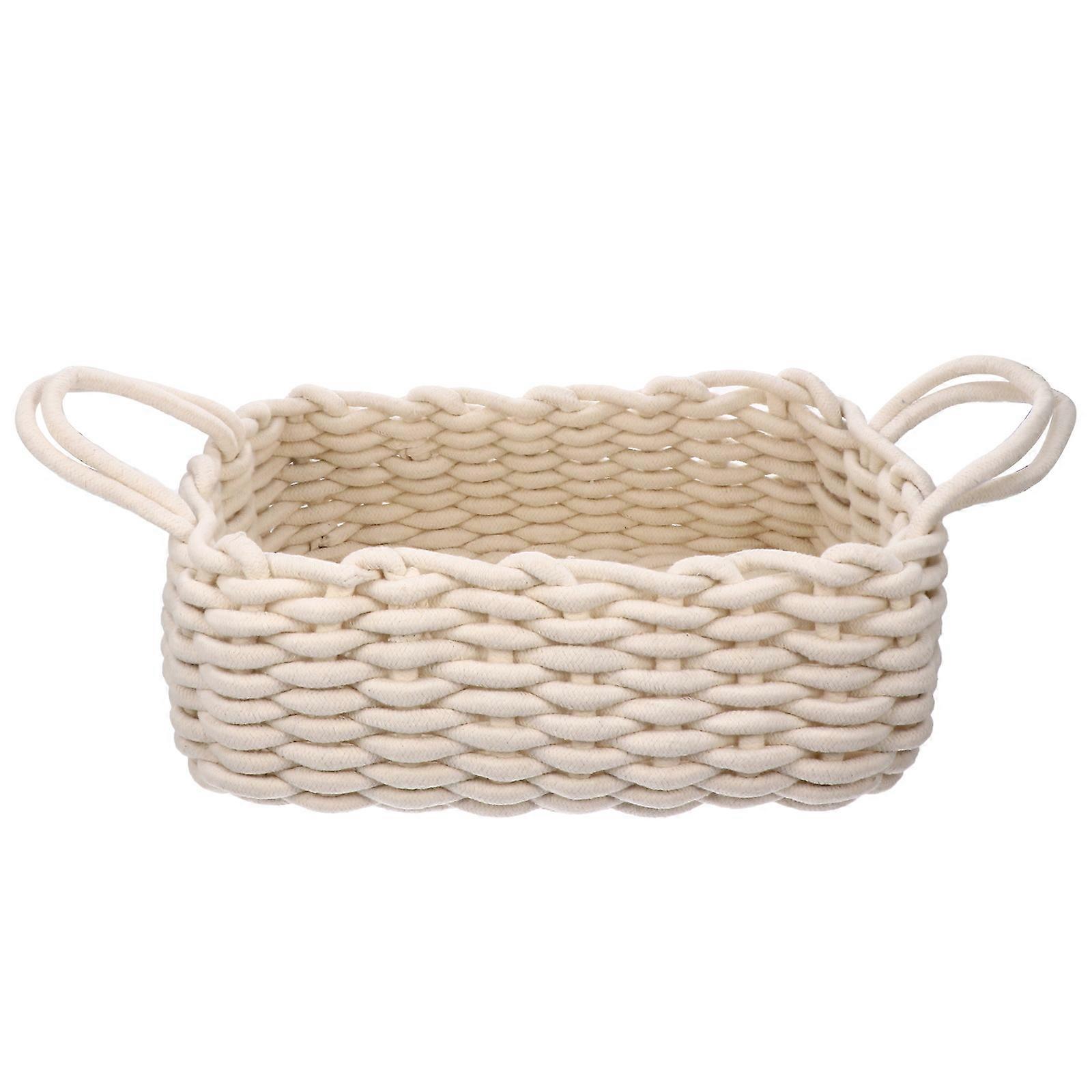 Light Yellow Cotton Thread Storage Basket for Organizing Home Items and Keeping Space Tidy