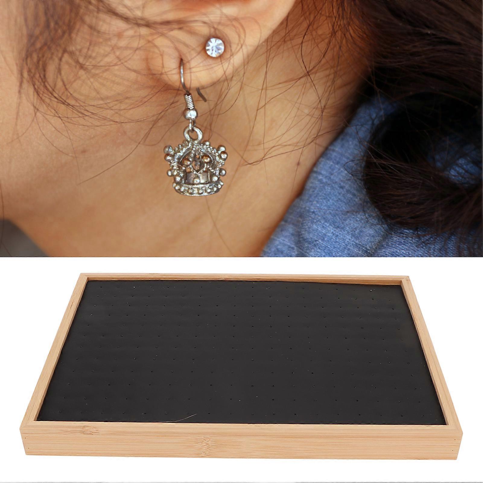Ear Studs Tray 216 Holes Stackable Soft Lining Storage Case Earring Display Drawer Insert Black 