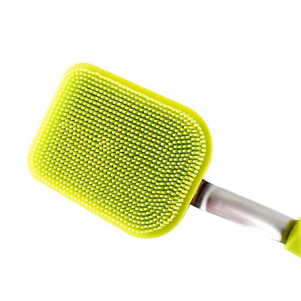 Silicone Dish Brush with Stainless Steel Handle for Kitchen Cleaning Easy to Store with Hanging Design Green 7 Inch