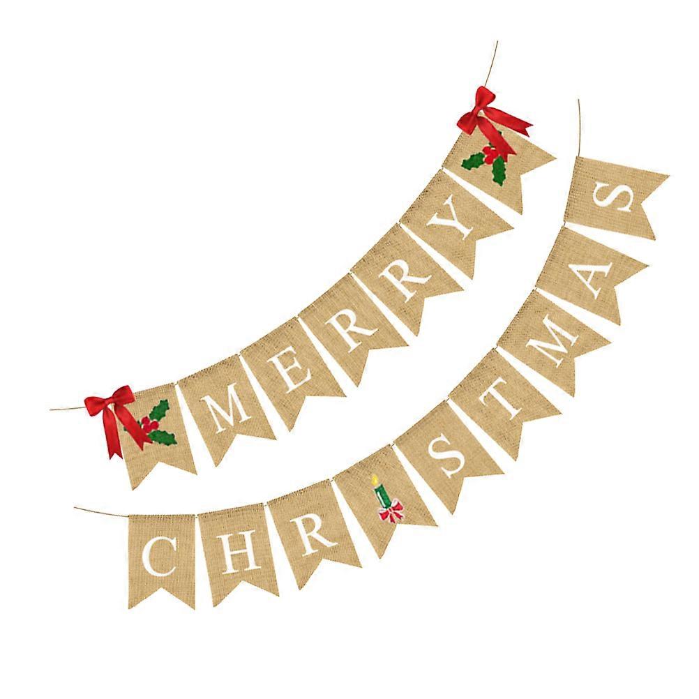 Garland Decorations Christmas Party Prop Burlap Material Swallowtail Shape Photo Accessory 1Pack