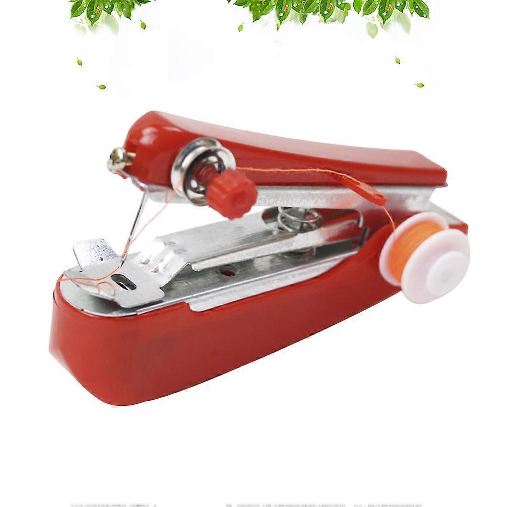 Portable Red Sewing Machine Mini Cordless Handheld Multifunctional Sewing Device for Home Needlework Assorted Thread Color