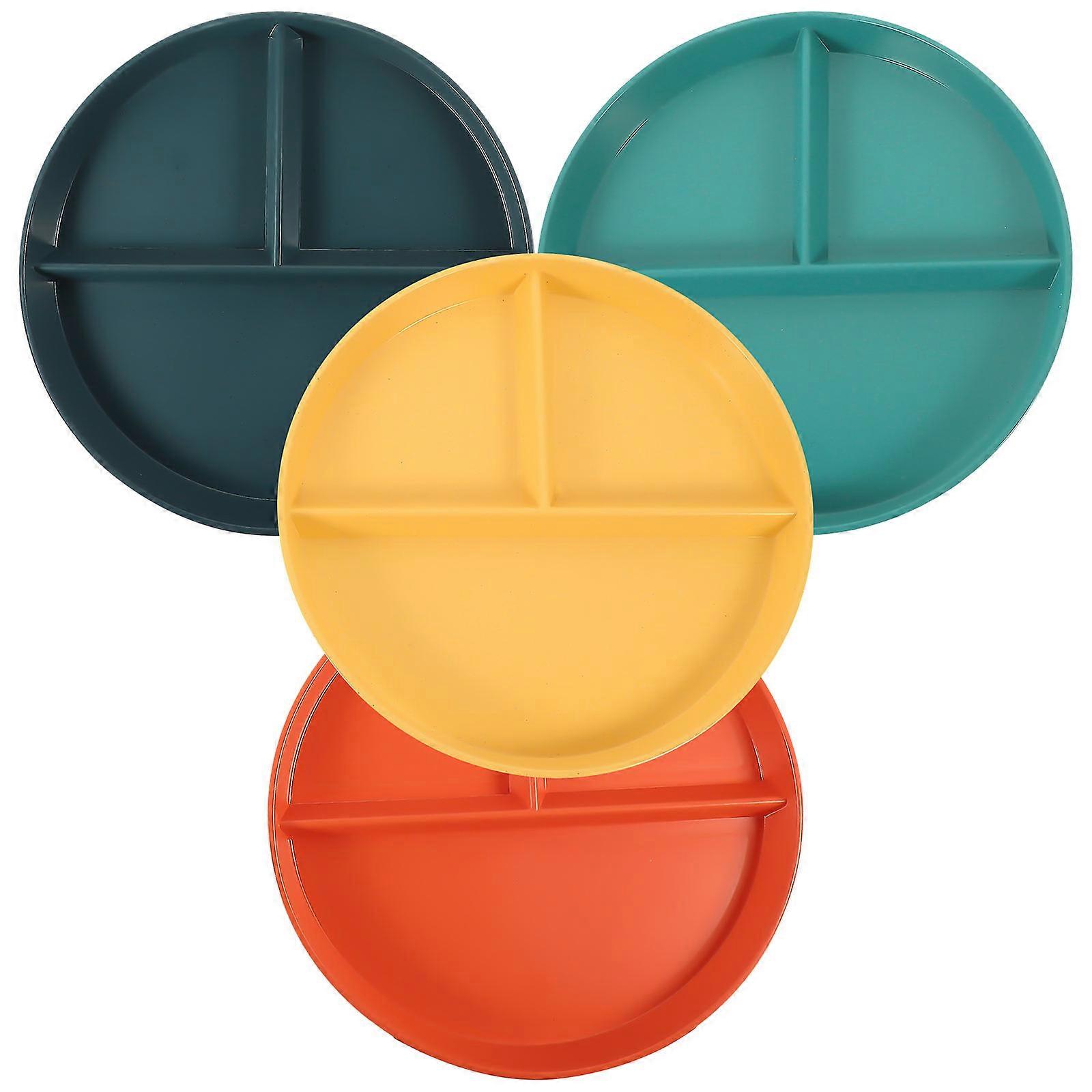 4pcs Unbreakable Plates with Divided Compartments for Reusable Portion Control