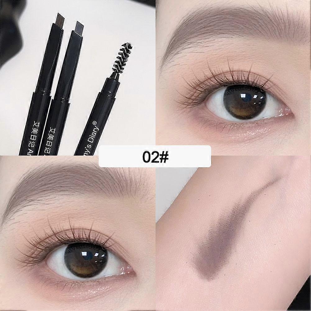 Lápis de sobrancelha natural de cabeça dupla com ponta triangular e pincel à prova d'água