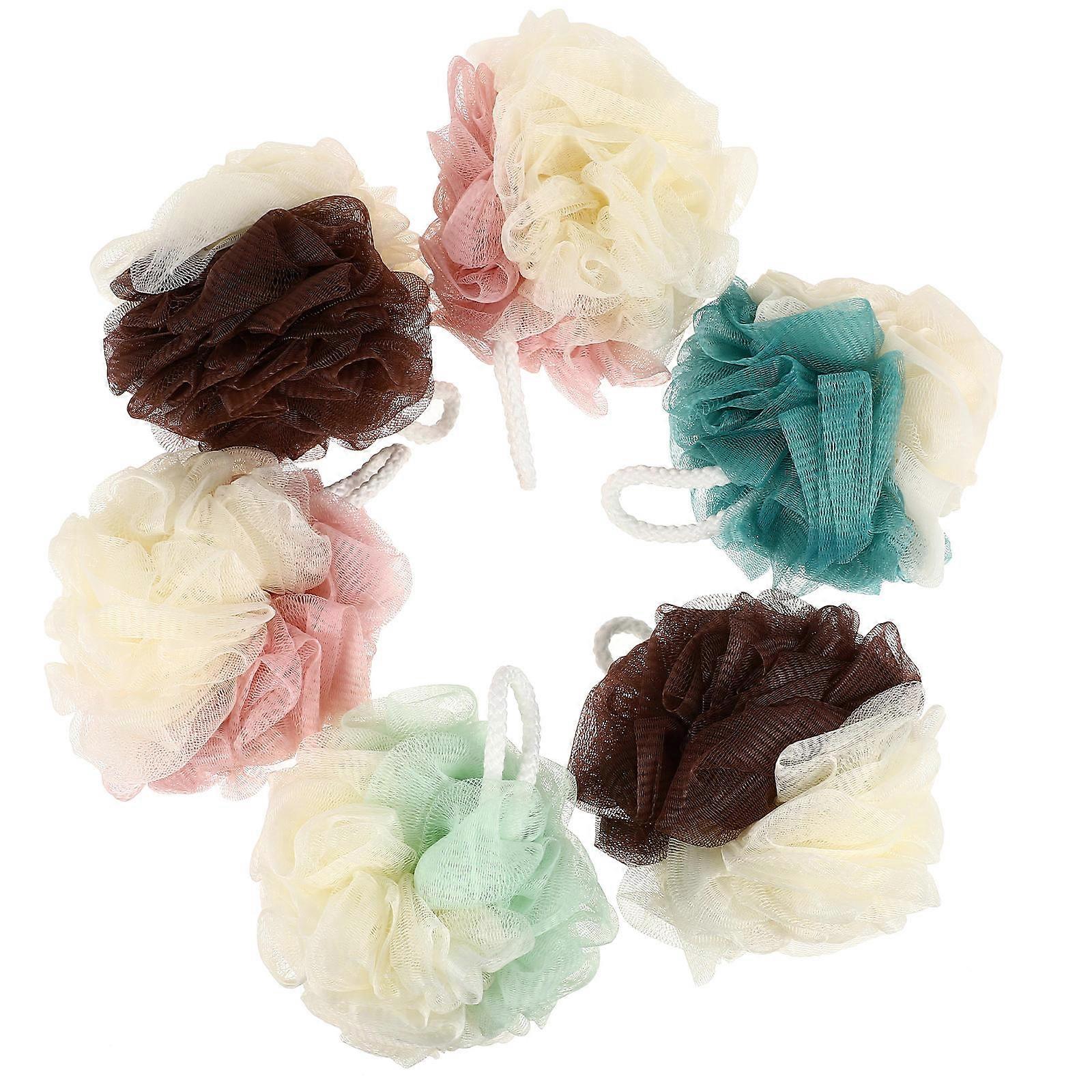 6pcs Multi Color Shower Balls Durable Bath Poufs for Exfoliation, Comfortable Grip & Hard Skin Removal Relaxing Shower Accessories for Men and