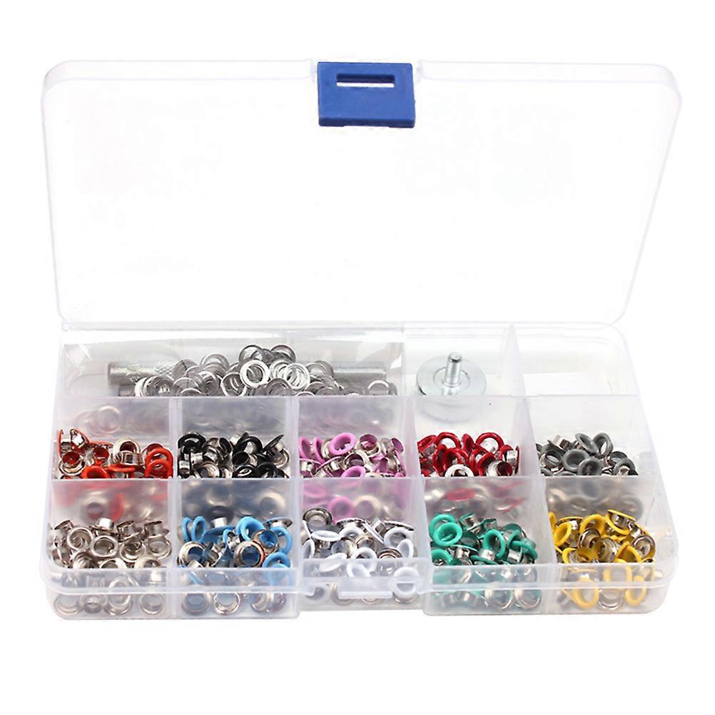 300pcs 5mm Metal Grommets Kit Eyelets Buttons for Shoes Clothes Crafts 10 Colors