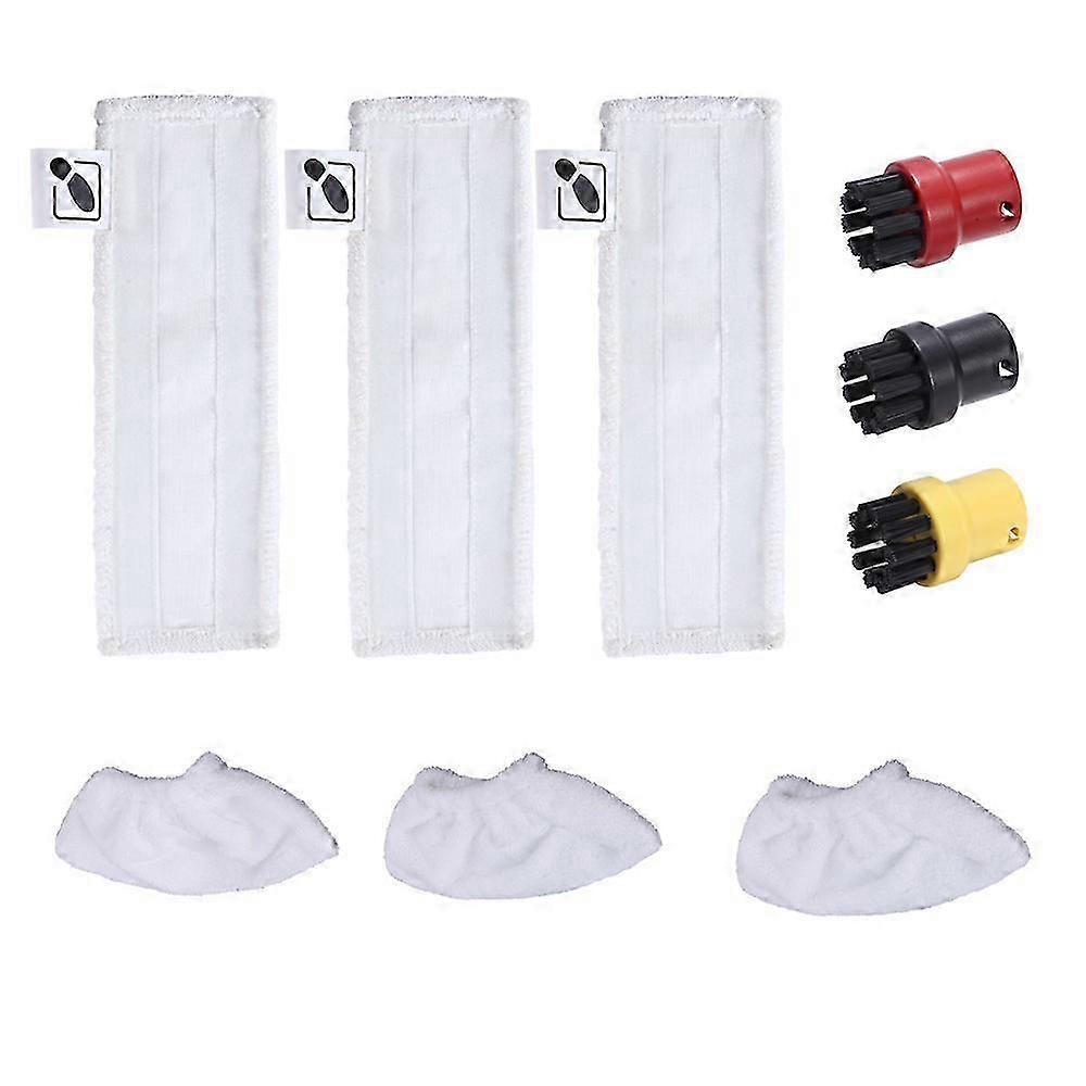 Příslušenství parního čističe Karcher Sc1 SC2 SC3 SC4 SC5, Sada příslušenství k parnímu čističi, 3 podlahové trsátka, 3 ruční trsátka, parní digestoř, 3 malé kulaté kartáče na K