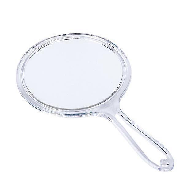 Portable double-sided handheld magnifying mirror with mirror handle (transparent)