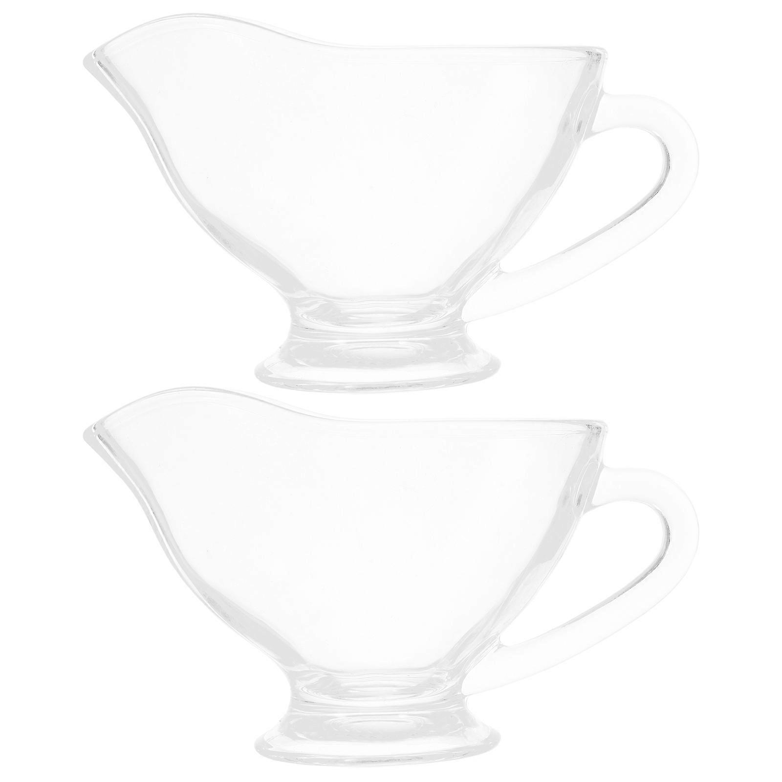 FRCOLOR 2Pcs Sauce Salad Dressing Dish Syrup Coffee Milk Glass Creamer Pitcher