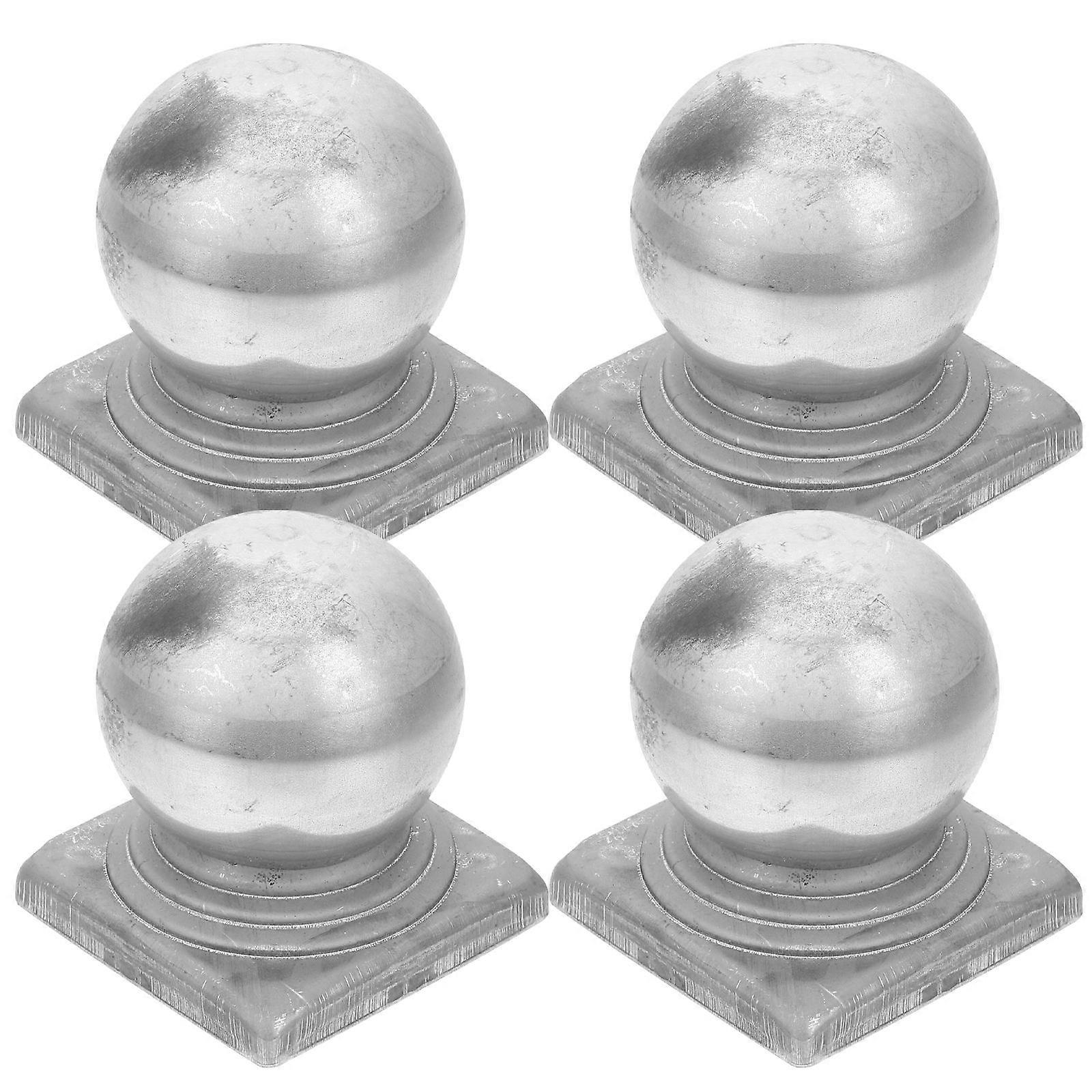 Metal Fence Post Caps for Home Use Durable Iron Covers with Smooth Edges 4 Pcs Silver