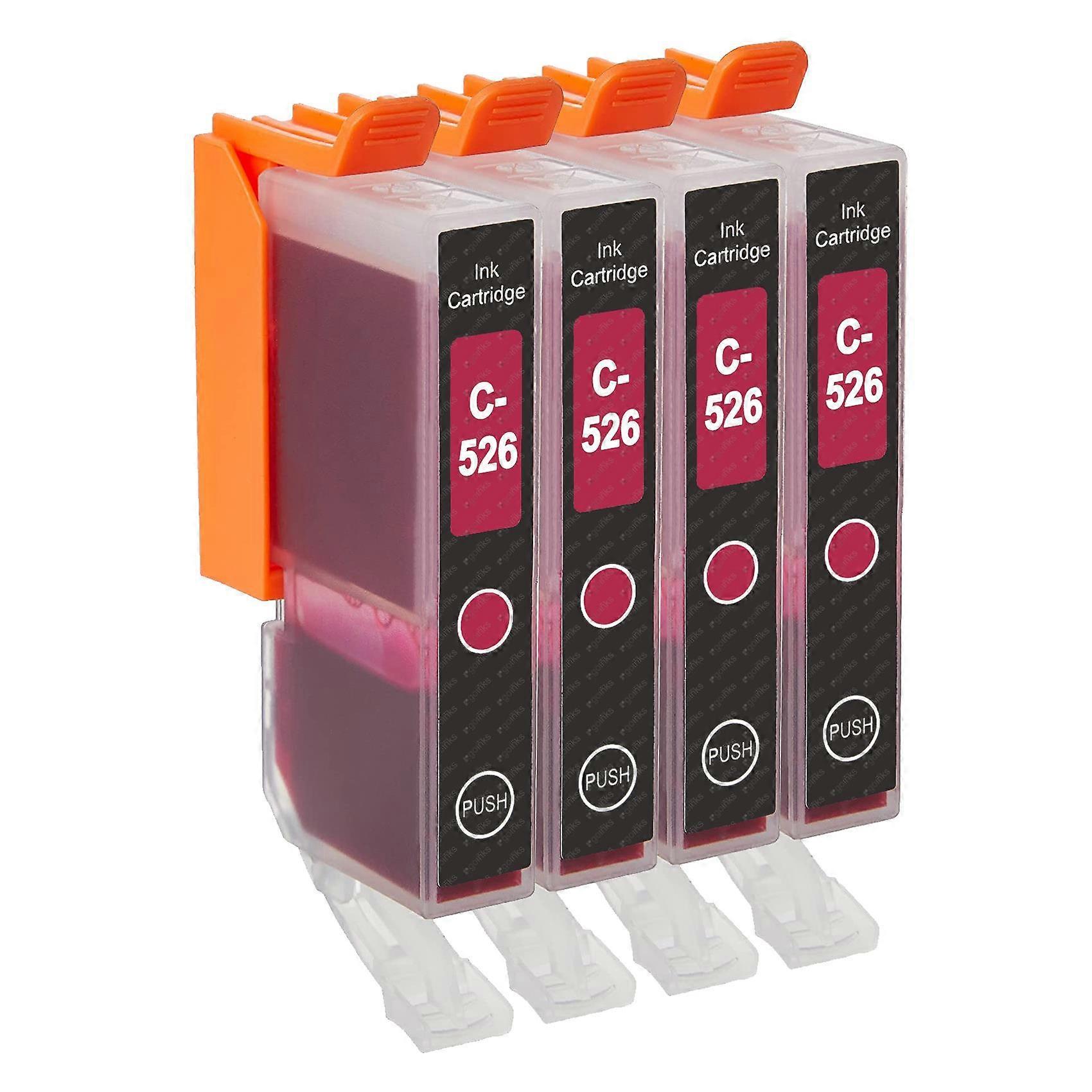 4 cartuchos de tinta magenta para reemplazar la Canon CLI-526M Compatible/no-OEM de Go Inks