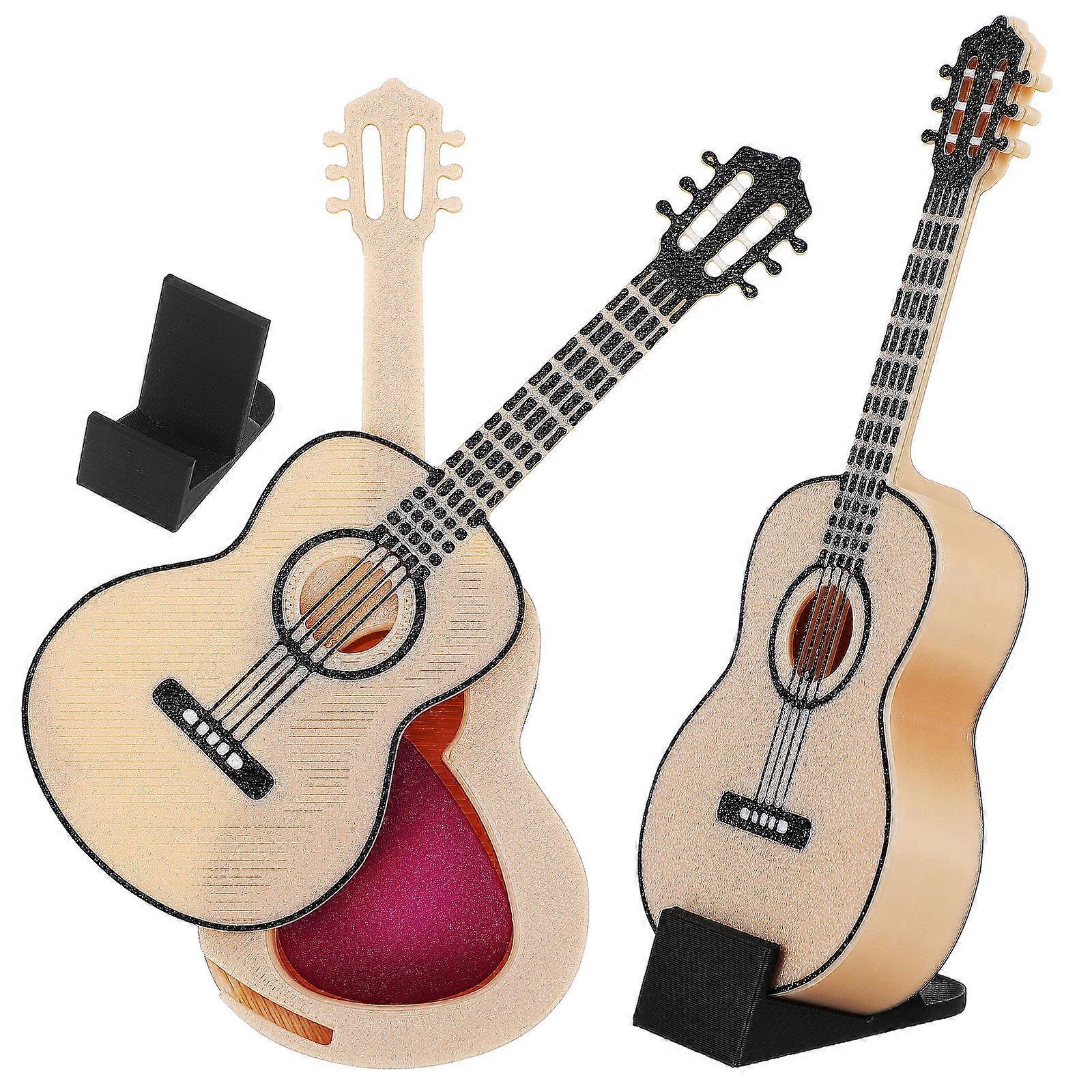 Mini gitarový stôl model miniatúrna gitara so stojanom na domácu dekoráciu 11,00 x 4,30 x 1,40 cm dekoratívny 2ks