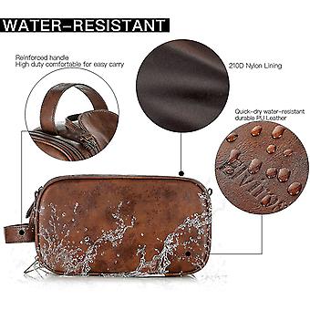 Trousse De Toilette En Cuir Pour Homme - Taille Grande - Organisateur De Voyage Avec Double Zip